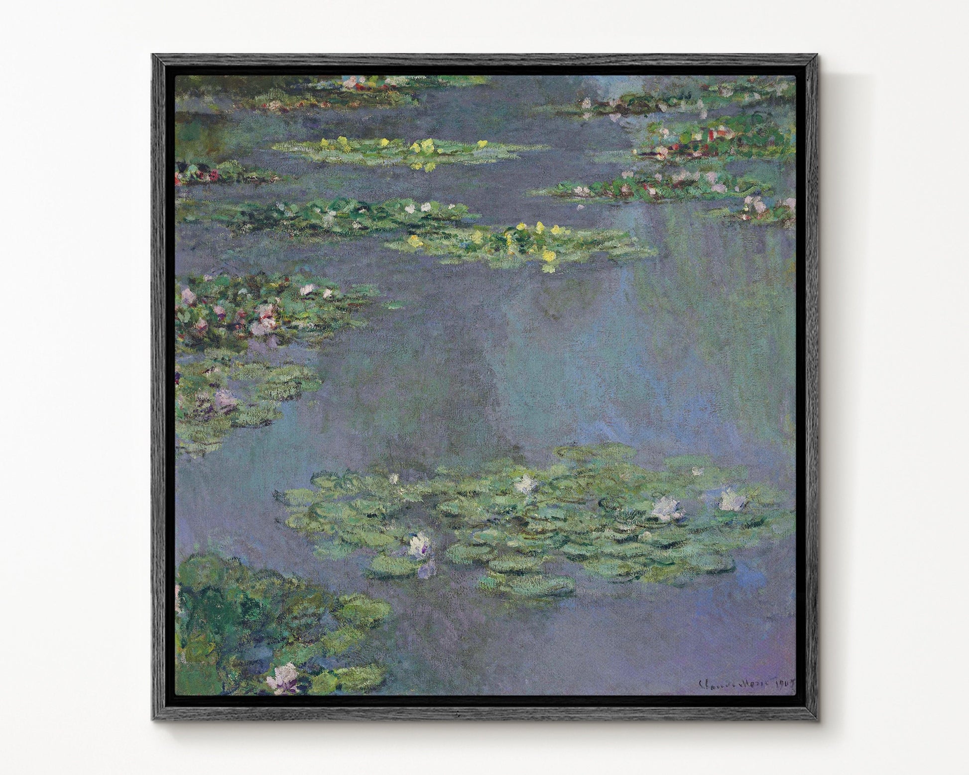 SouthandArt Claude Monet Wall Art | Water Lilies, 1905 | Framed Canvas Wall Art with hanging kit