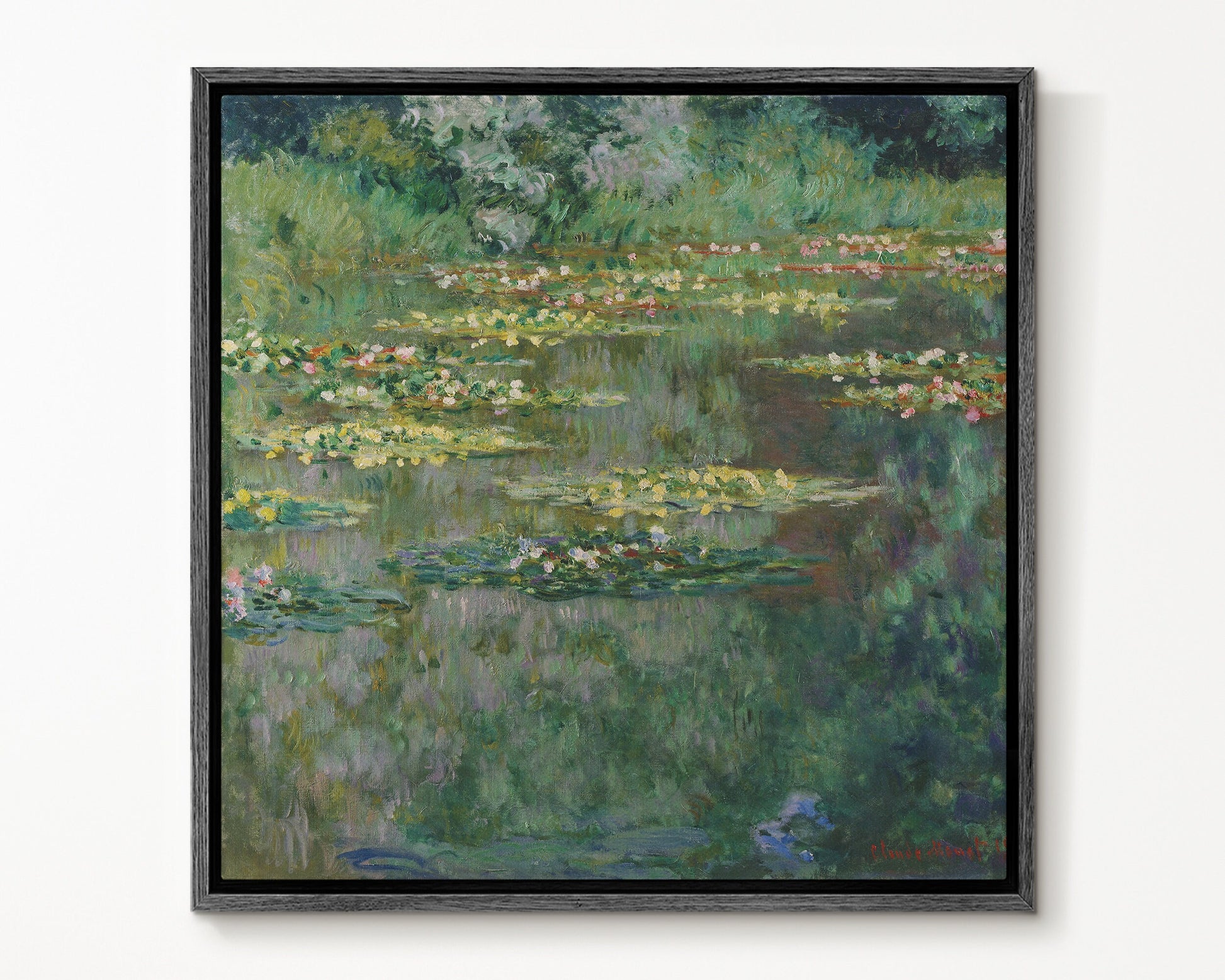 SouthandArt Claude Monet Wall Art | Water Lilies, 1904 | Framed Canvas Wall Art with hanging kit