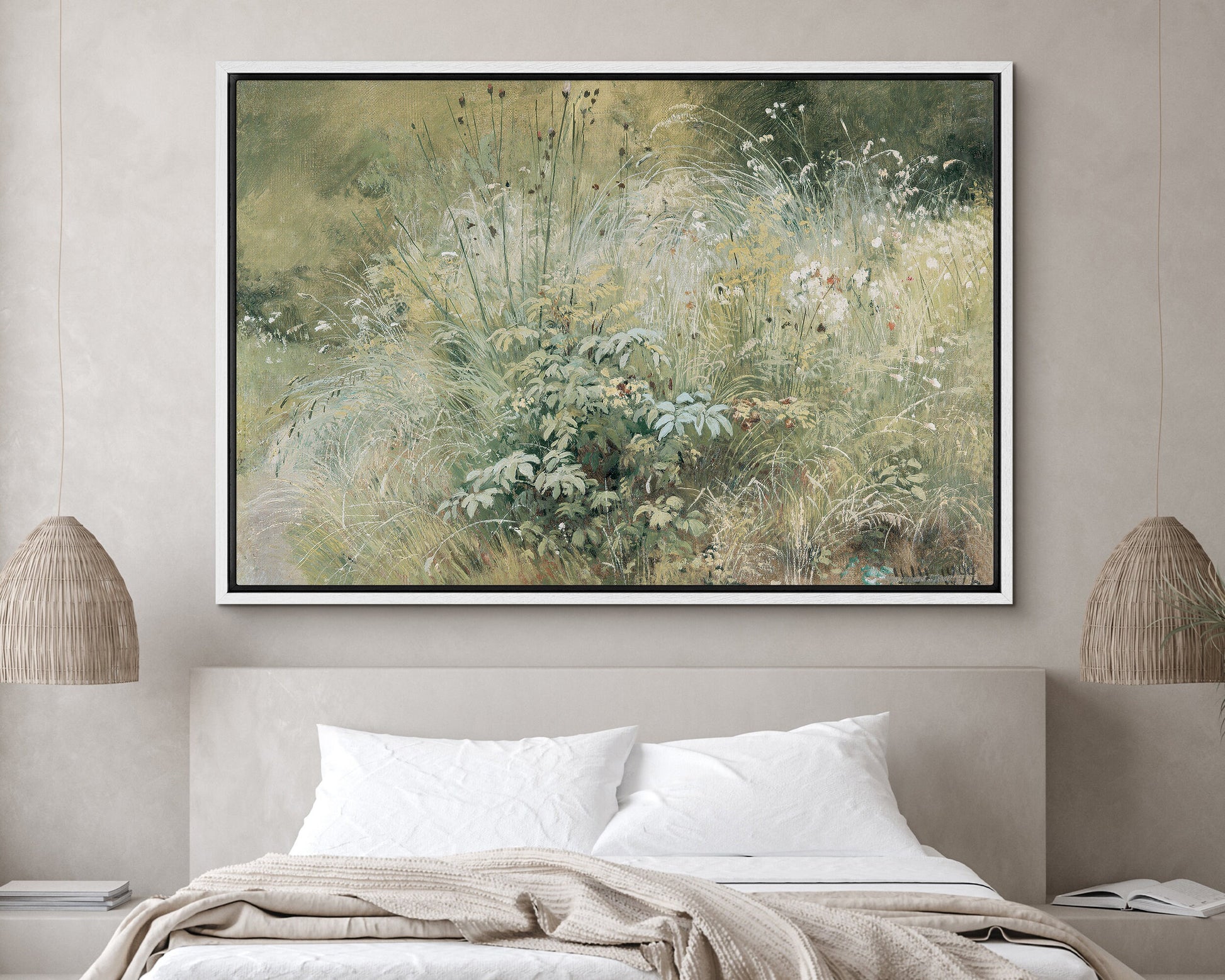 EasySuger Oil Painting Wild flower Wall Art, Nature Floral Framed Large Gallery Art, Minimalist Art Ready to Hang (with hanging kit)