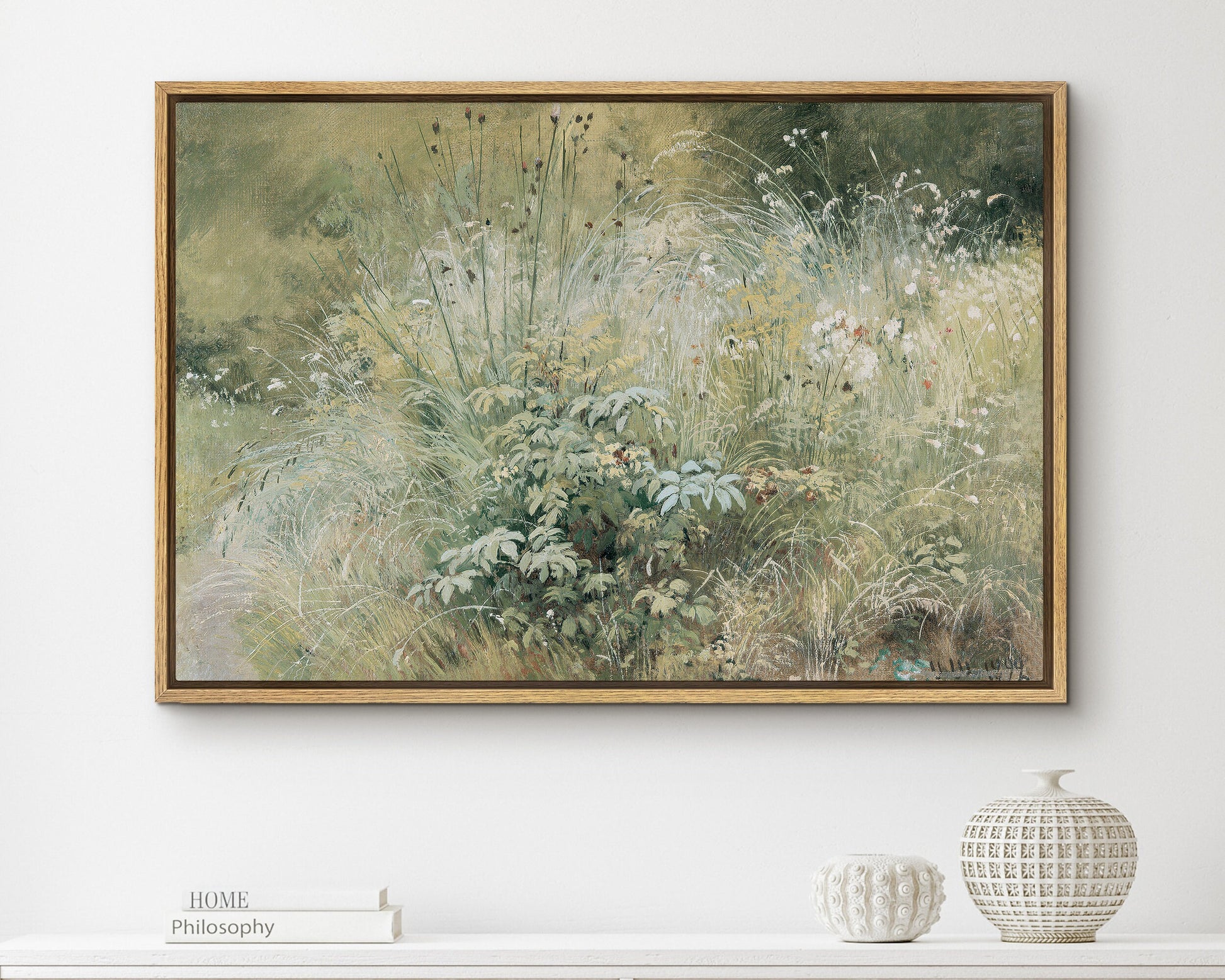 EasySuger Oil Painting Wild flower Wall Art, Nature Floral Framed Large Gallery Art, Minimalist Art Ready to Hang (with hanging kit)