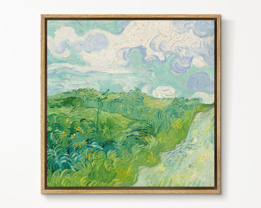 SouthandArt Van Gogh Wall Art print | Green Wheat Fields | Framed Canvas Wall Art with hanging kit