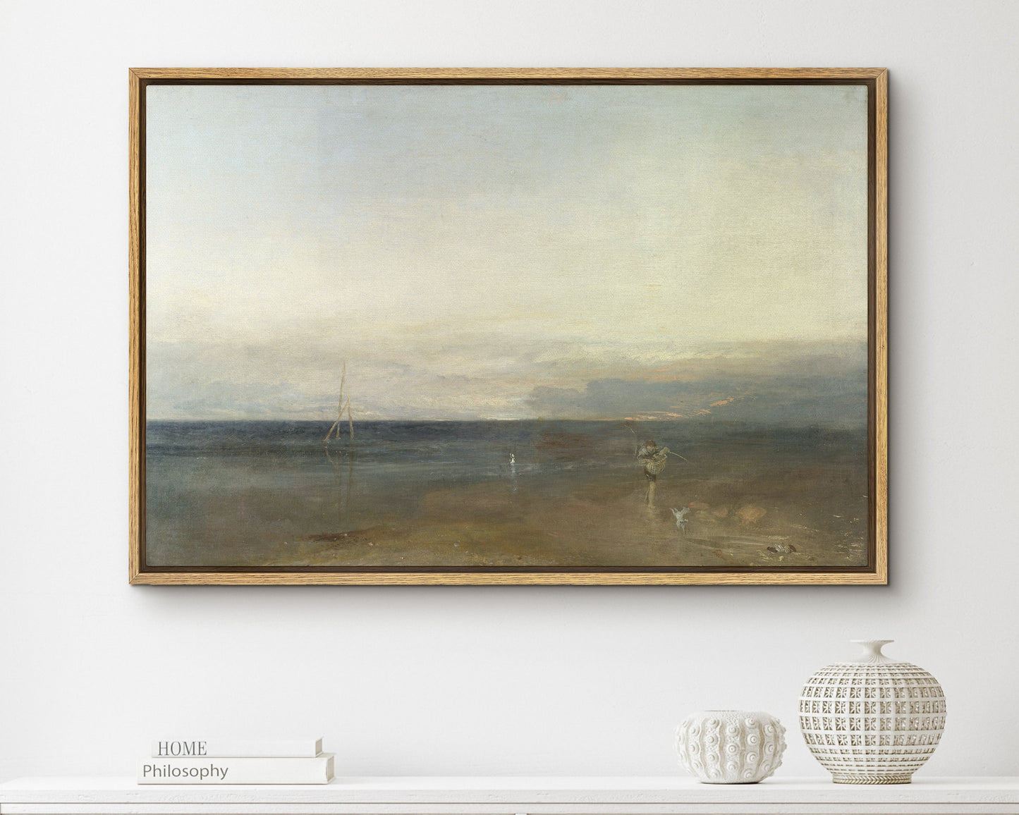 EasySuger Oil Painting Seascape Wall Art, Nature Framed Large Gallery Art, Minimalist Art Ready to Hang (with hanging kit)