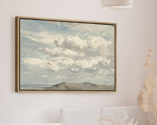 SouthandArt Cloud Landscape Framed Print, Sky Cloud Framed Large Gallery Art, Minimalist Art Ready to Hang (with hanging kit)