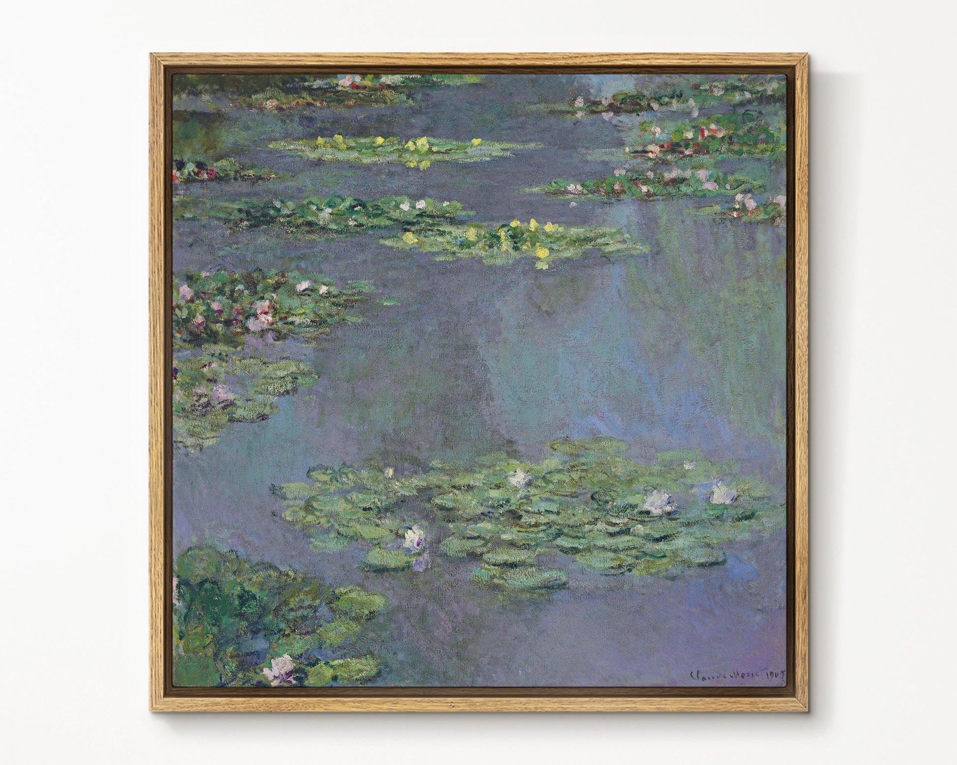 SouthandArt Claude Monet Wall Art | Water Lilies, 1905 | Framed Canvas Wall Art with hanging kit