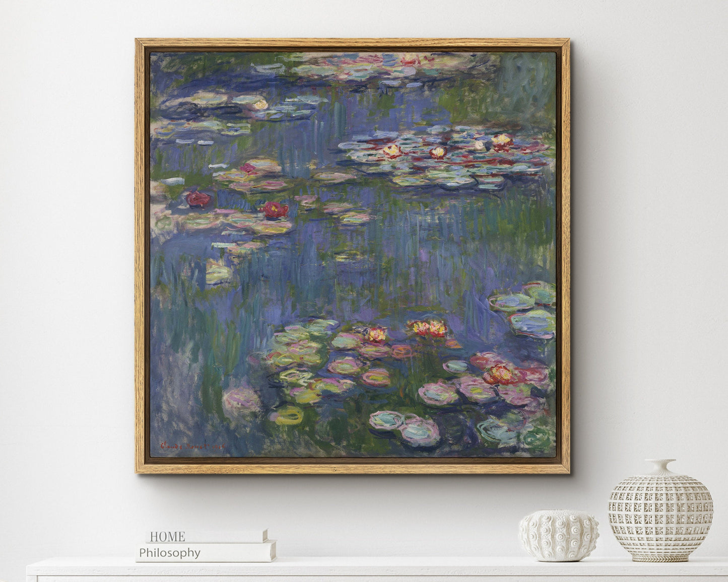 SouthandArt Claude Monet Wall Art | Water_Lilies, 1905 | Framed Canvas Wall Art with hanging kit