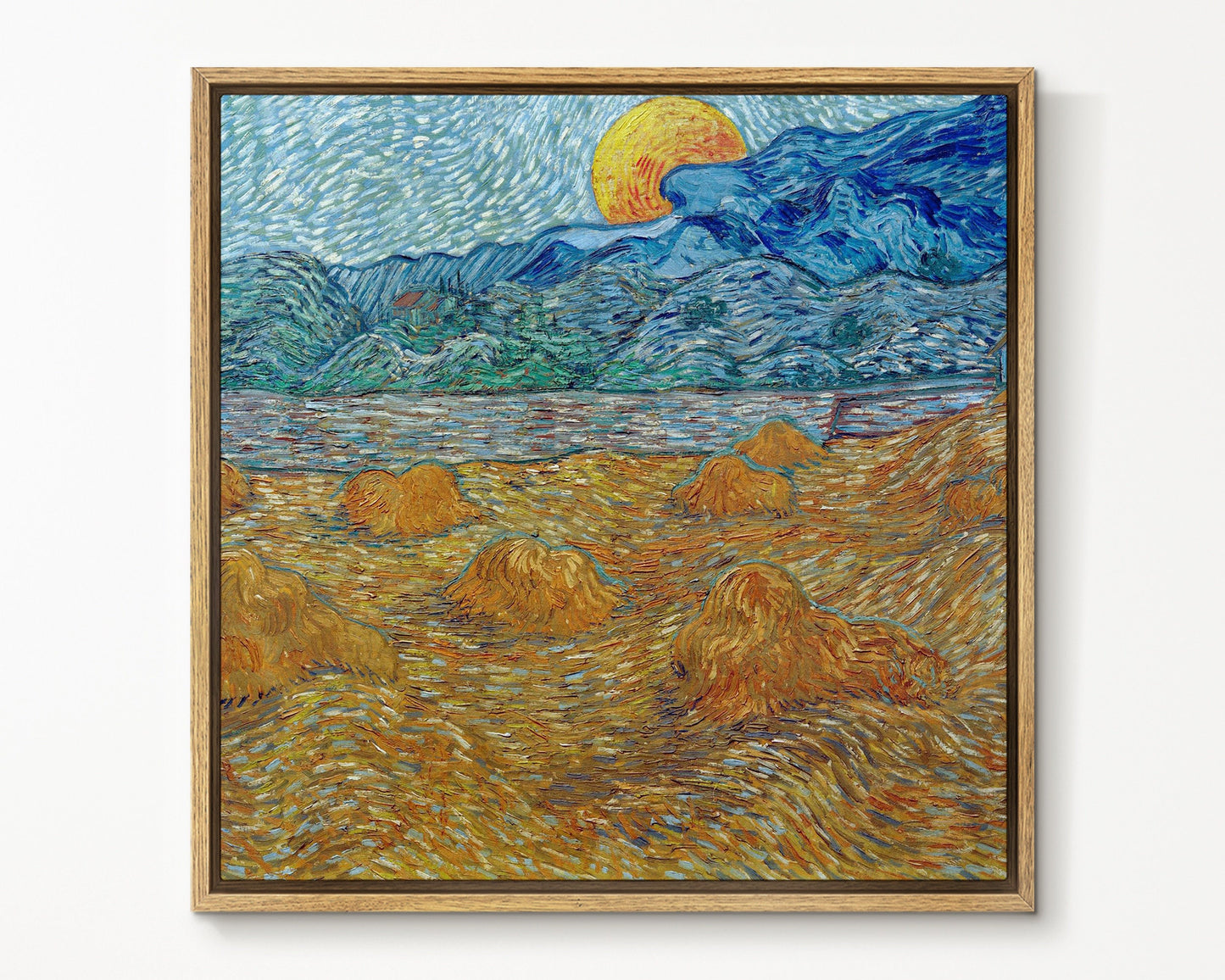 SouthandArt Van Gogh Wall Art print | Evening Landscape with Rising Moon | Framed Canvas Wall Art with hanging kit