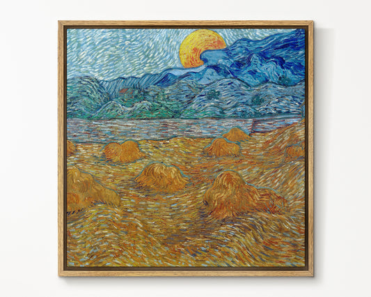 SouthandArt Van Gogh Wall Art print | Evening Landscape with Rising Moon | Framed Canvas Wall Art with hanging kit