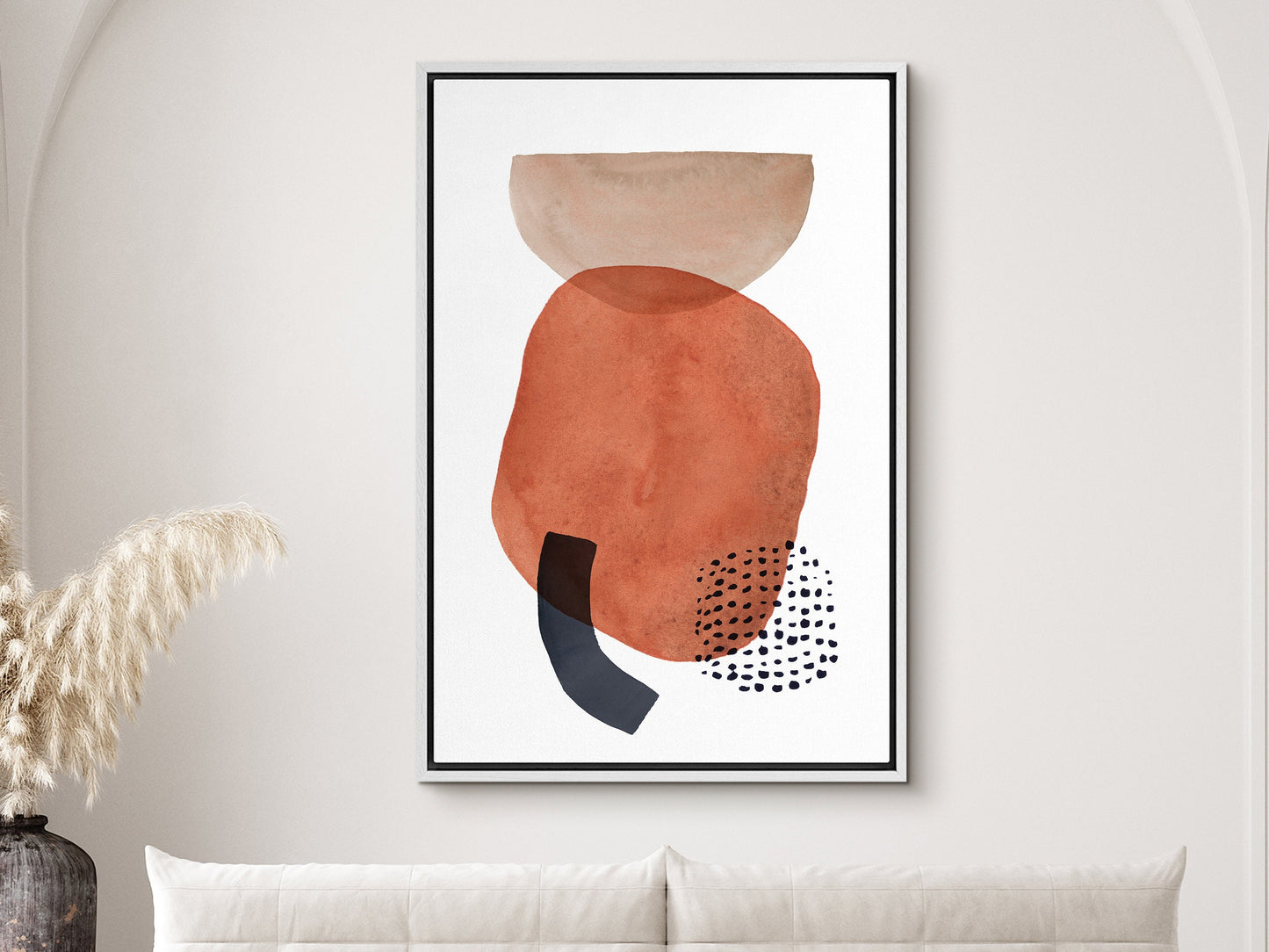 Watercolor Painting Wall Art, Large Gallery Abstract Shapes Wall Art Framed, Mid Century Wall art, Watercolor Art Prints with hanging kit