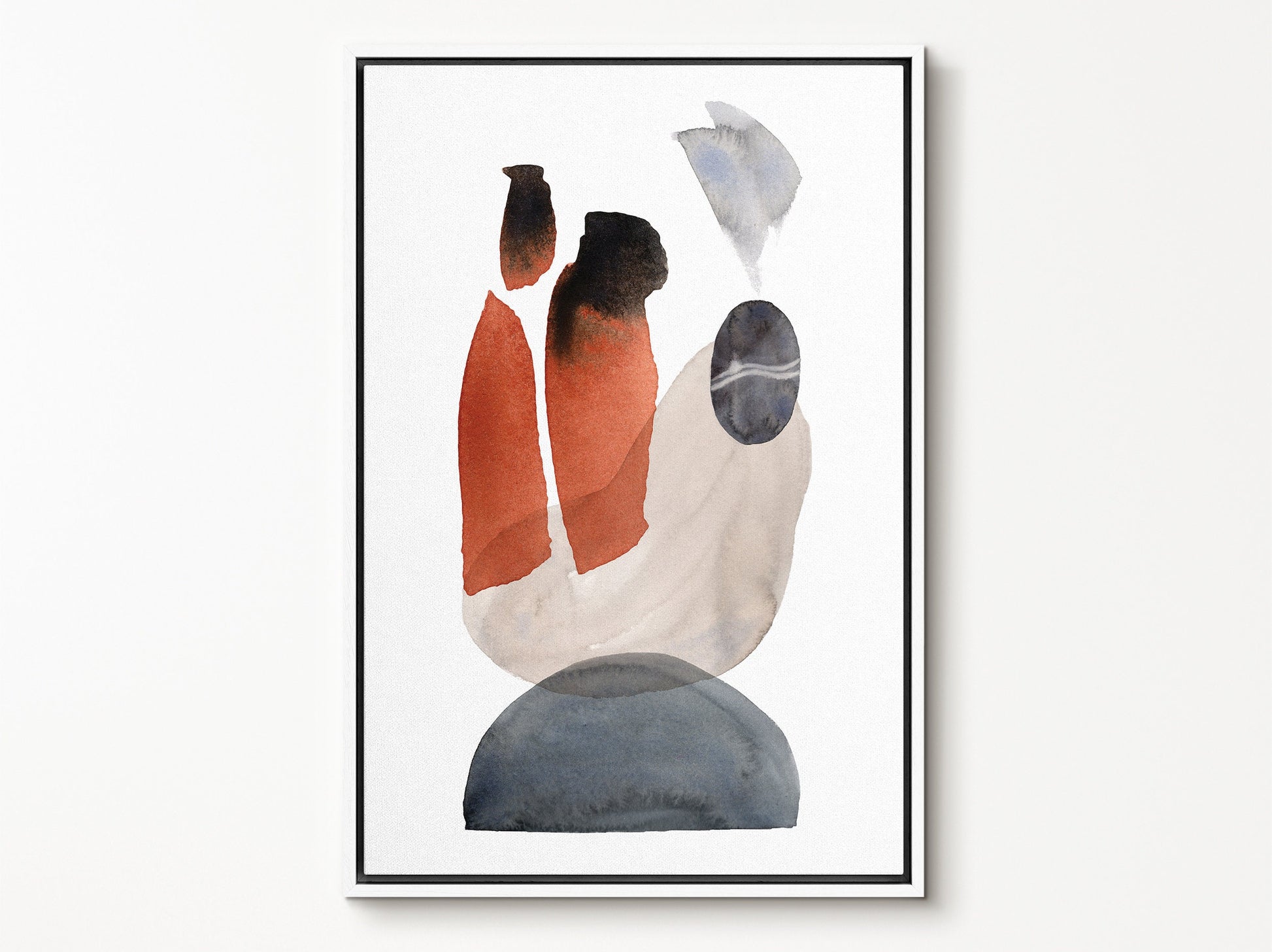 Watercolor Painting Wall Art, Large Gallery Abstract Shapes Wall Art Framed, Mid Century Wall art, Watercolor Art Prints with hanging kit