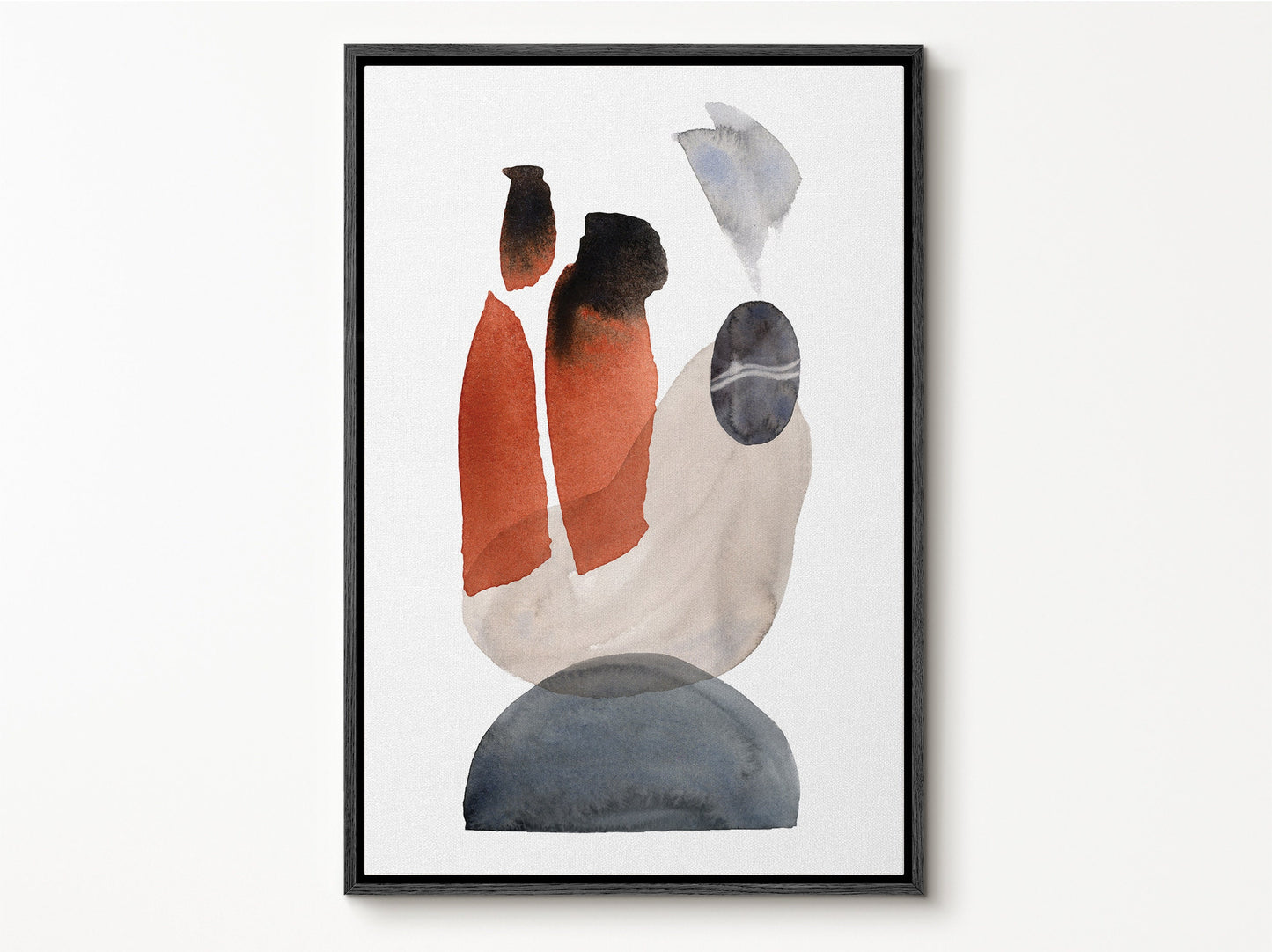 Watercolor Painting Wall Art, Large Gallery Abstract Shapes Wall Art Framed, Mid Century Wall art, Watercolor Art Prints with hanging kit