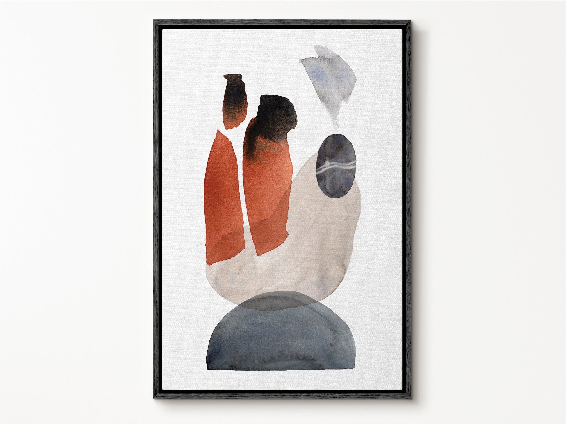 Watercolor Painting Wall Art, Large Gallery Abstract Shapes Wall Art Framed, Mid Century Wall art, Watercolor Art Prints with hanging kit