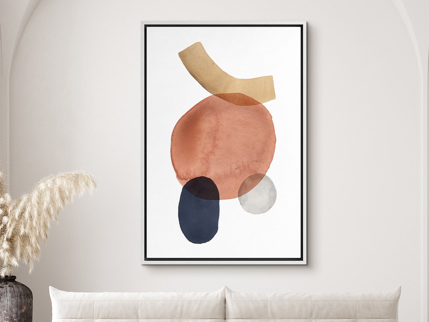 Watercolor Painting Wall Art, Large Gallery Abstract Shapes Wall Art Framed, Mid Century Wall art, Watercolor Art Prints with hanging kit