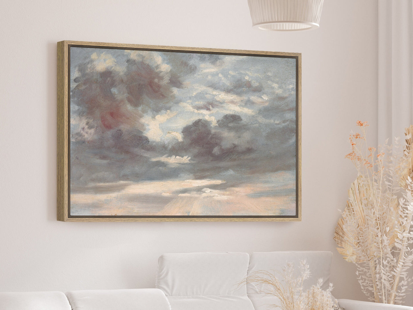 EasySuger Cloud Wall art print, Nature Sky Framed Large Gallery Art, Minimalist Art Ready to Hang (with hanging kit)