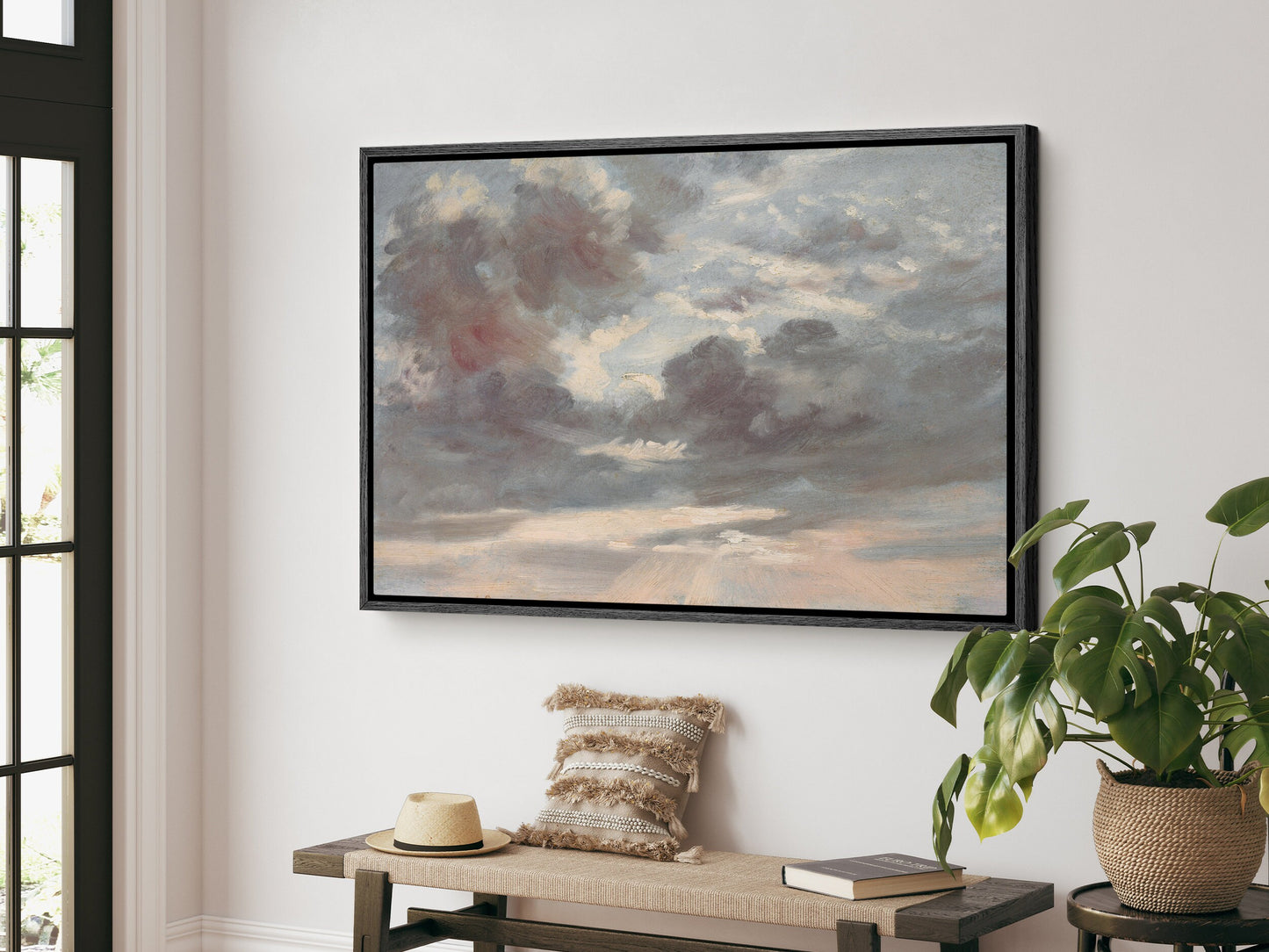 EasySuger Cloud Wall art print, Nature Sky Framed Large Gallery Art, Minimalist Art Ready to Hang (with hanging kit)