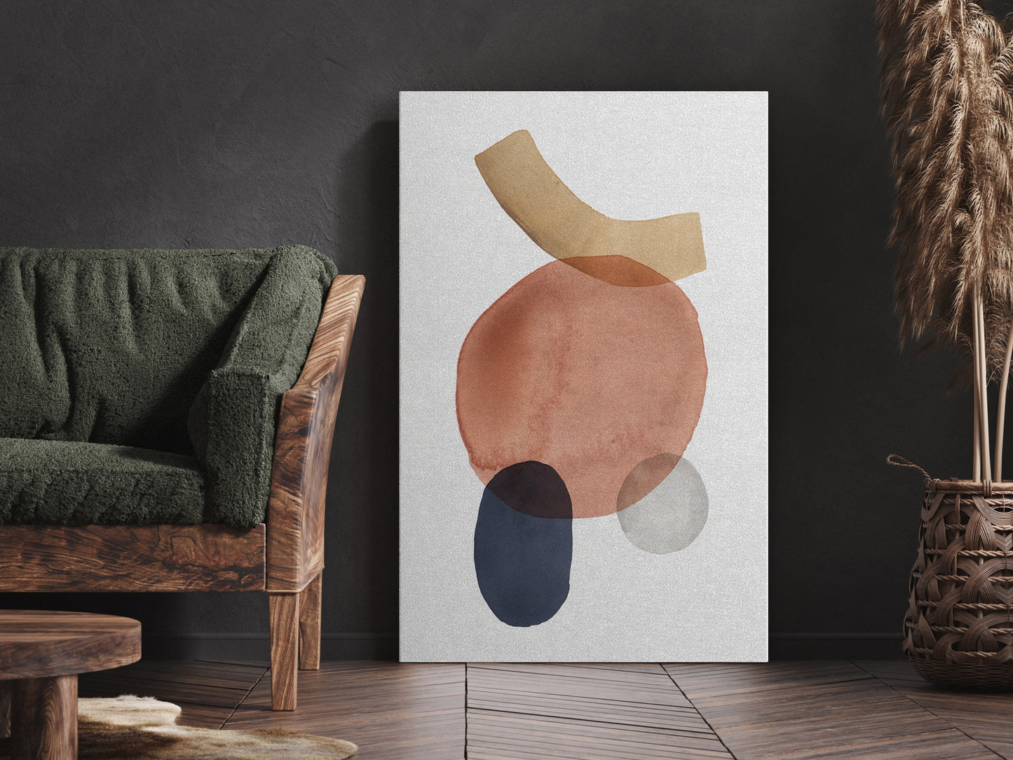 Watercolor Painting Wall Art, Large Gallery Abstract Shapes Wall Art Framed, Mid Century Wall art, Watercolor Art Prints with hanging kit