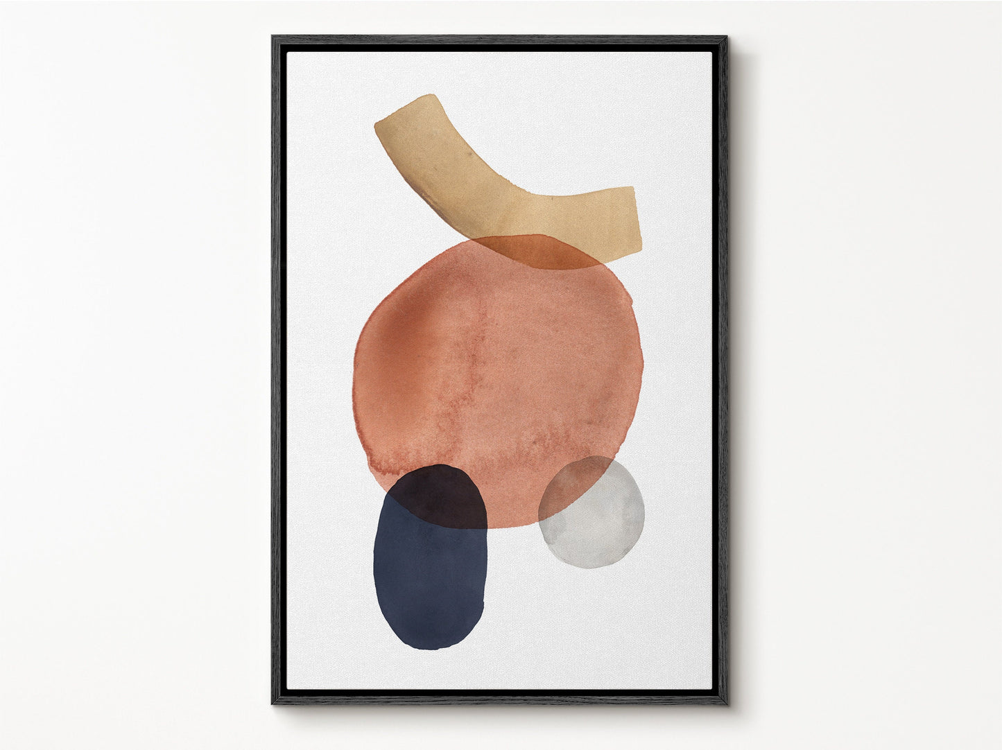 Watercolor Painting Wall Art, Large Gallery Abstract Shapes Wall Art Framed, Mid Century Wall art, Watercolor Art Prints with hanging kit