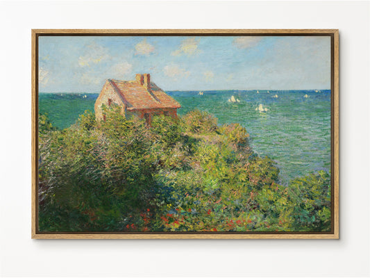 EasySuger Claude Monet Wall Art | The Fisherman's House at Varengeville (1882) | Framed Canvas Wall Art with hanging kit