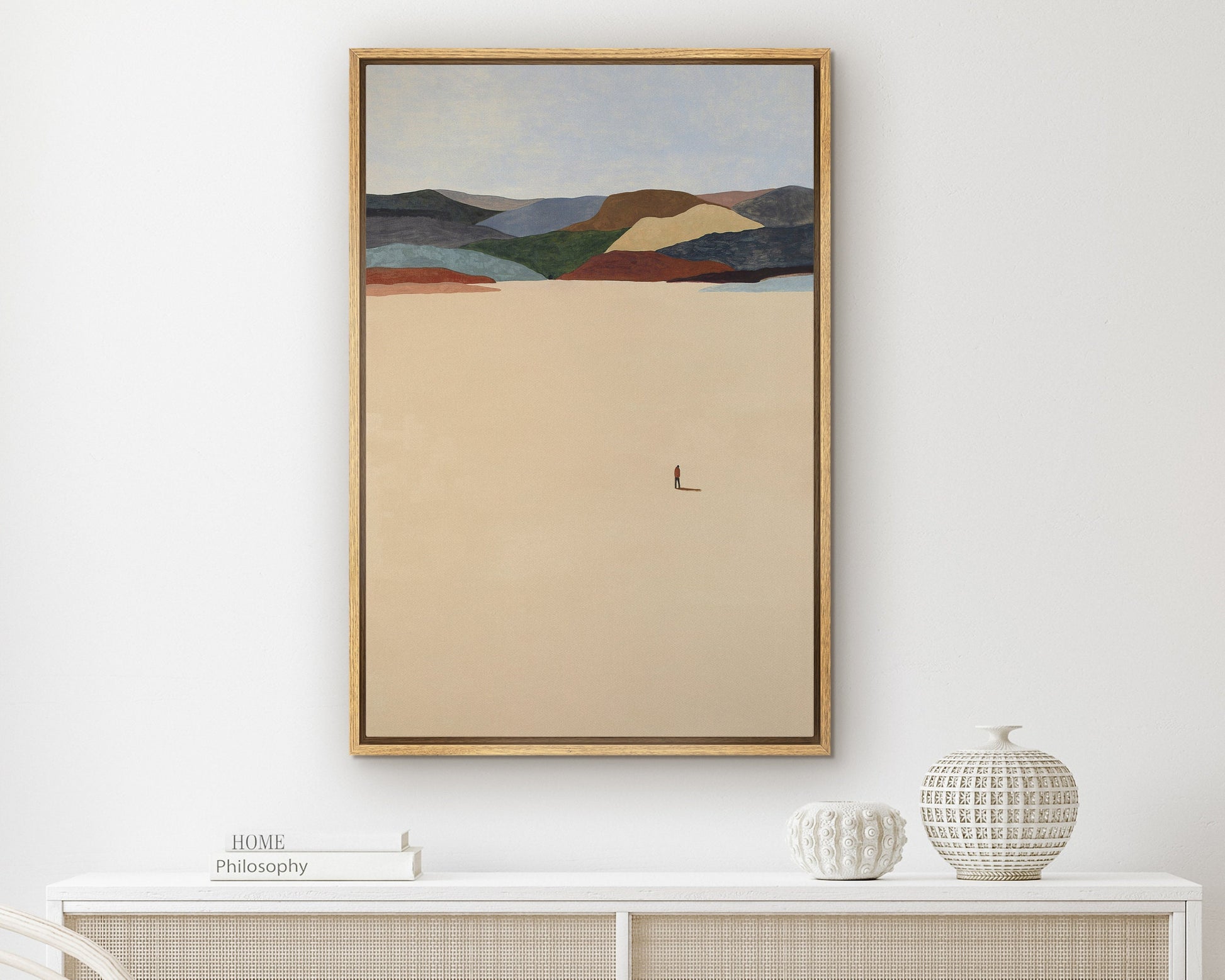 EasySuger Minimalist Landscape Wall Art, Snowfiled Framed Large Gallery Art, Minimalist Art Ready to Hang (with hanging kit)