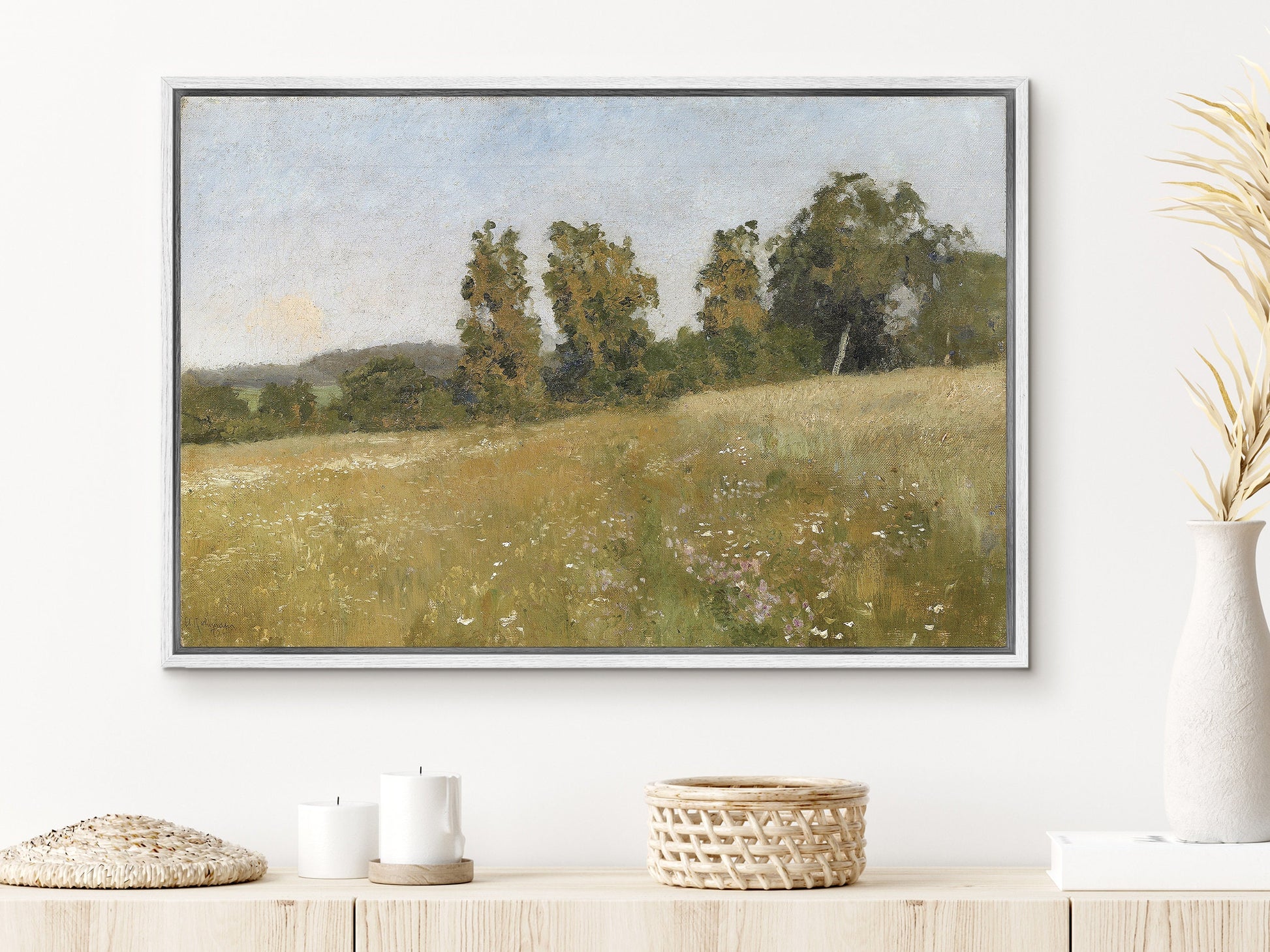 EasySuger Oil Painting Landscape Wall Art, Nature Framed Large Gallery Art, Minimalist Art Ready to Hang (with hanging kit)