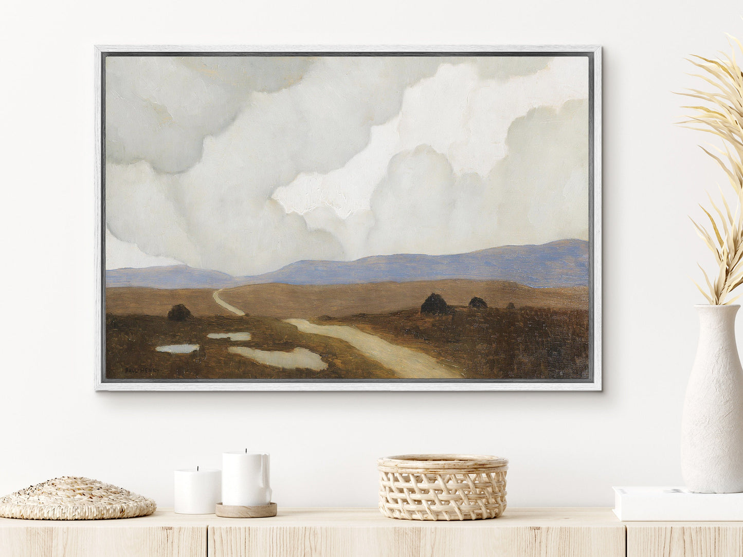 EasySuger Vintage Lake and Mountain Wall Art, Landscape Framed Large Gallery Art, Minimalist Art Ready to Hang (with hanging kit)