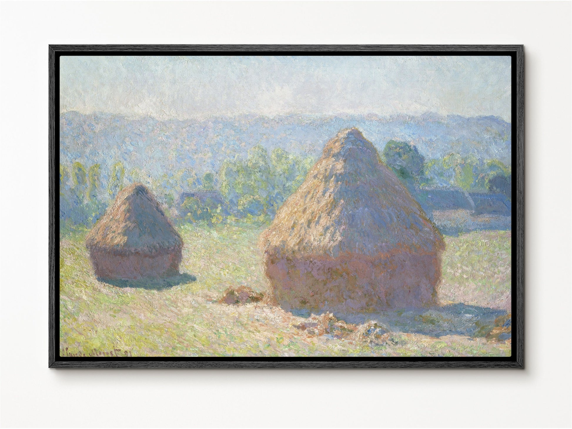 EasySuger Claude Monet Wall Art |Haystacks, end of Summer | Framed Canvas Wall Art with hanging kit