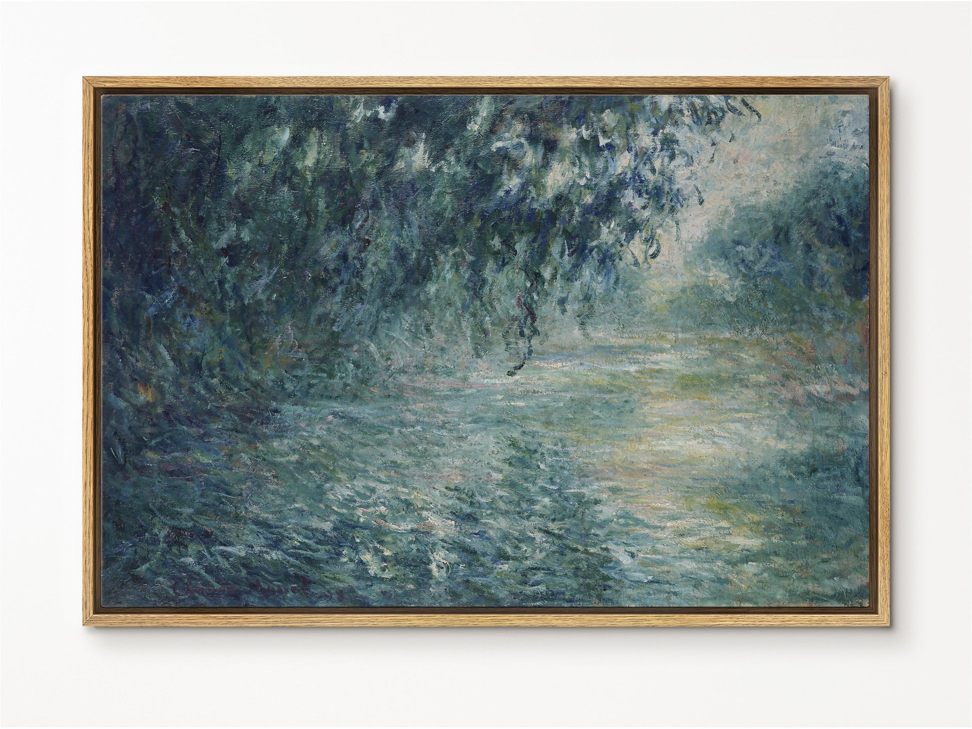 EasySuger Claude Monet Wall Art | Morning on the Seine | Framed Print on Canvas with hanging kit