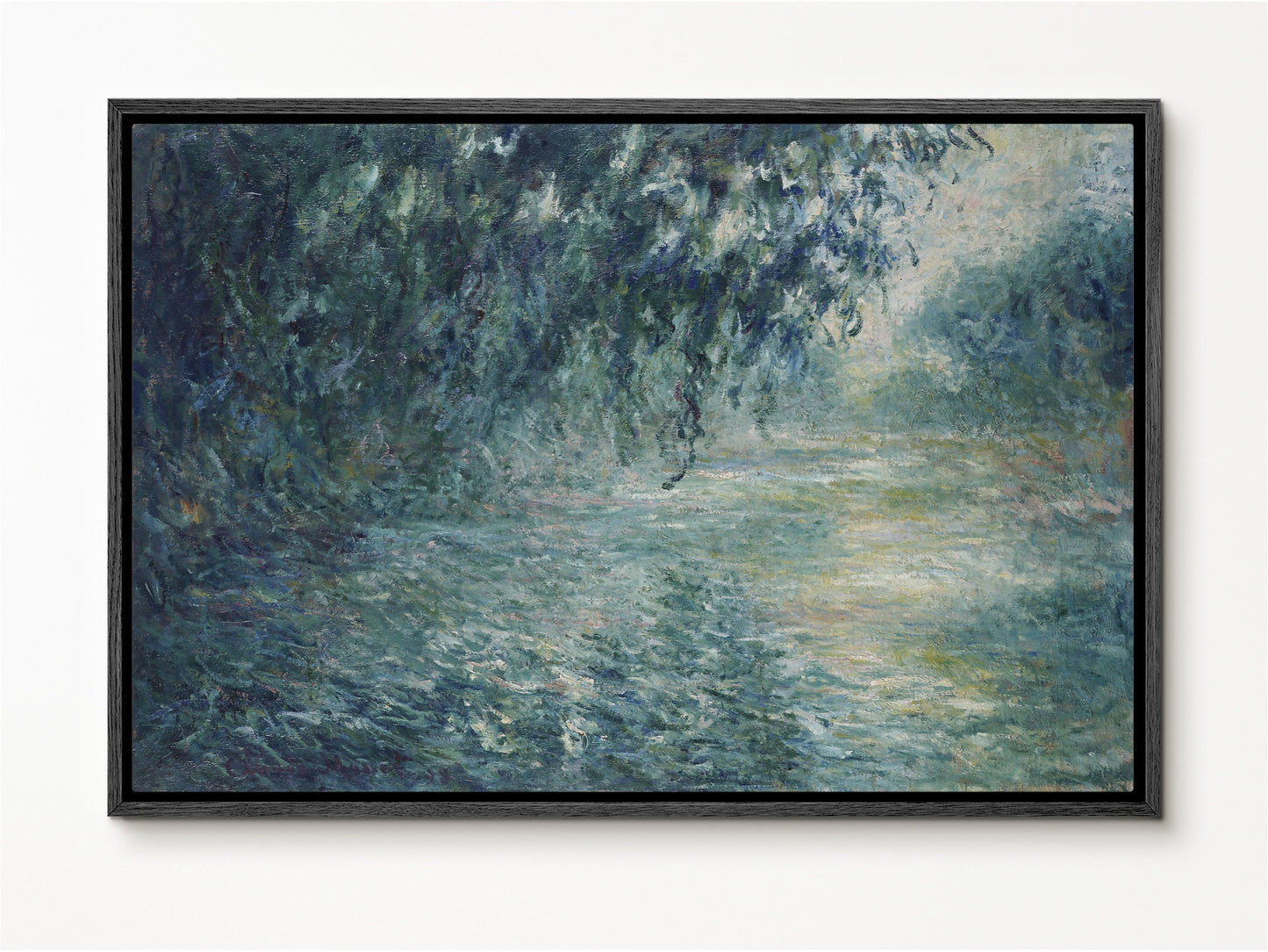 EasySuger Claude Monet Wall Art | Morning on the Seine | Framed Print on Canvas with hanging kit