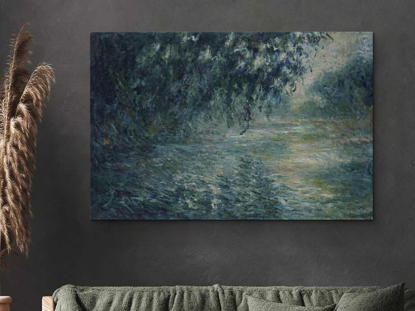 EasySuger Claude Monet Wall Art | Morning on the Seine | Framed Print on Canvas with hanging kit