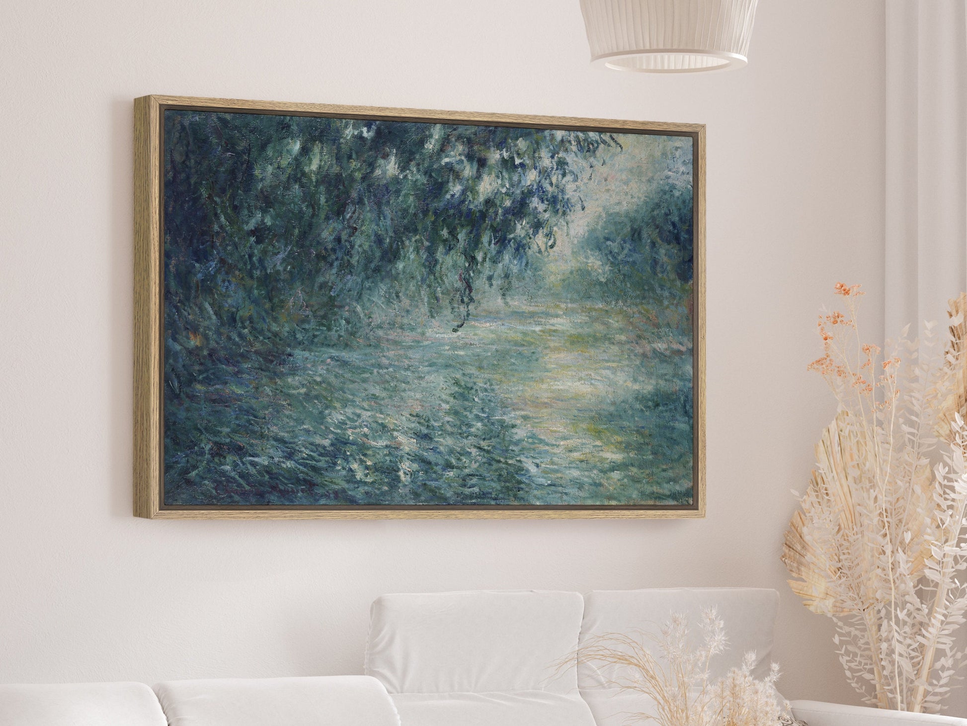 EasySuger Claude Monet Wall Art | Morning on the Seine | Framed Print on Canvas with hanging kit