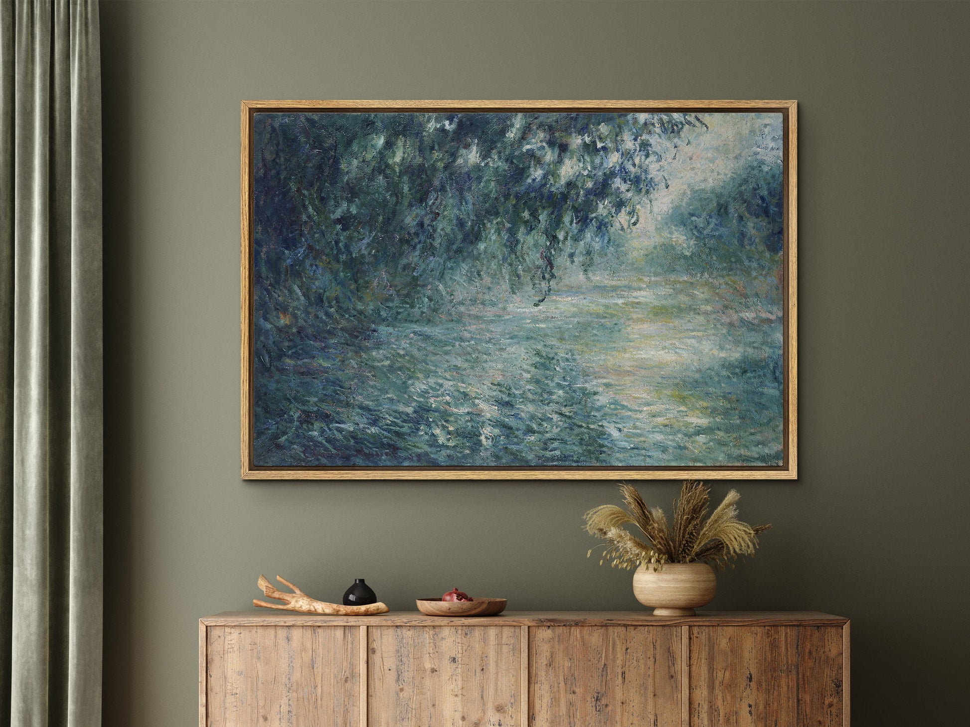 EasySuger Claude Monet Wall Art | Morning on the Seine | Framed Print on Canvas with hanging kit