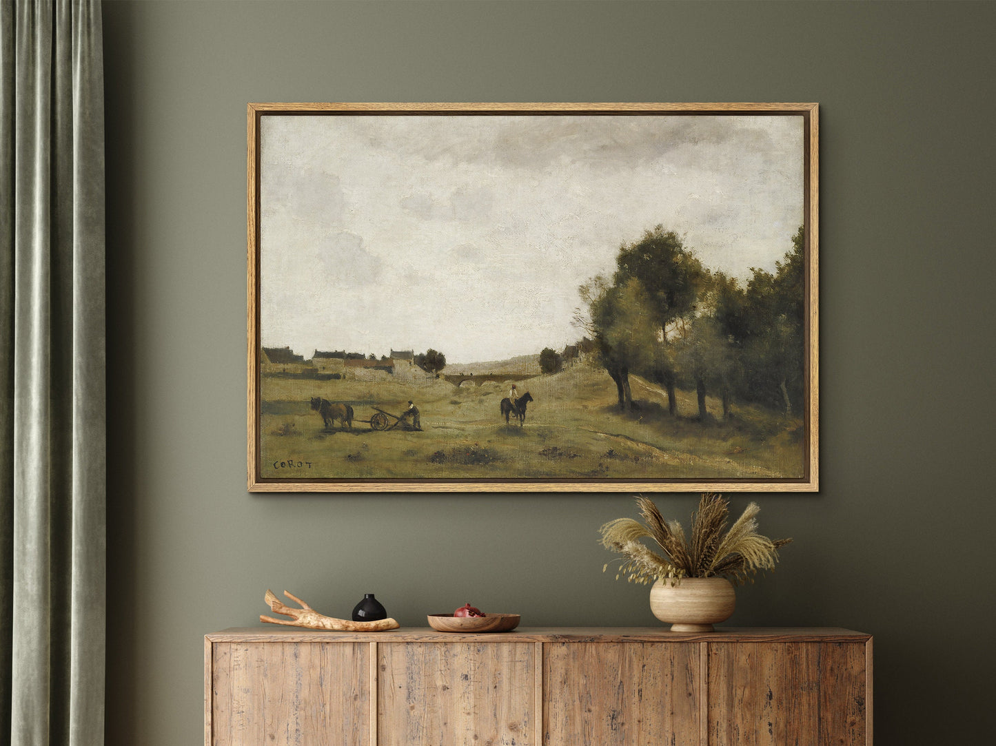 EasySuger Vintage Landscape Print on Framed Canvas Wall Art with hanging kit