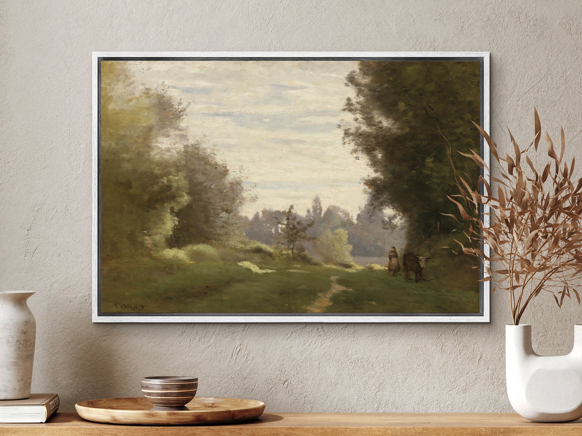 EasySuger Vintage Landscape Print on Framed Canvas Wall Art with hanging kit | KL21