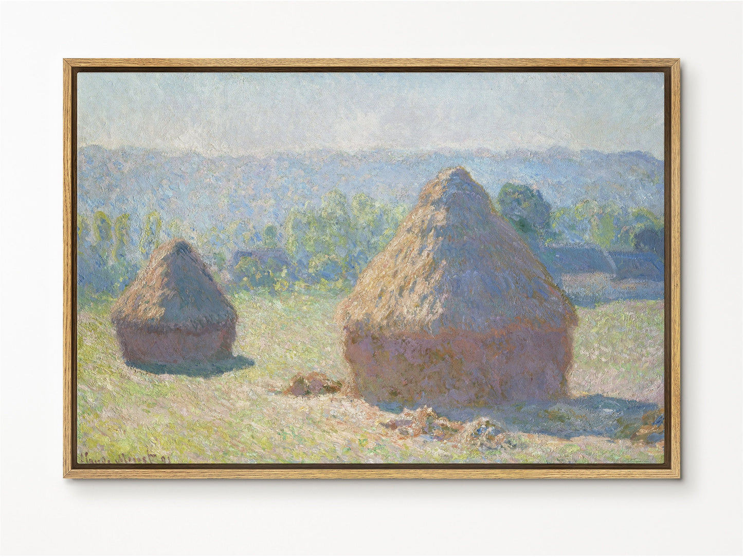 EasySuger Claude Monet Wall Art |Haystacks, end of Summer | Framed Canvas Wall Art with hanging kit