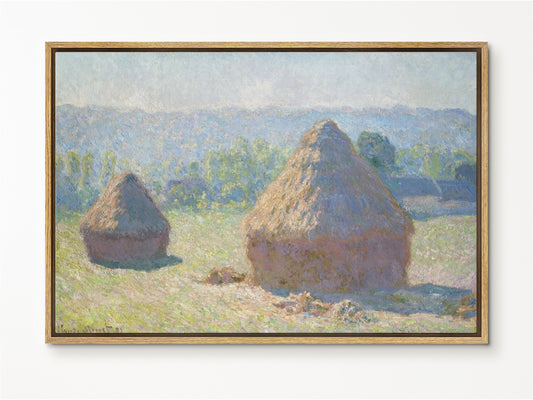 EasySuger Claude Monet Wall Art |Haystacks, end of Summer | Framed Canvas Wall Art with hanging kit