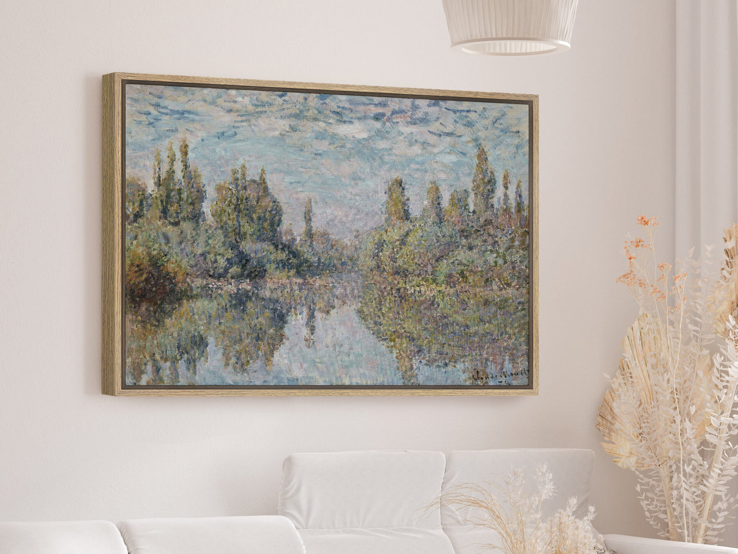 EasySuger Claude Monet Wall Art | La Seine à Vetheuil | Framed Canvas Wall Art with hanging kit