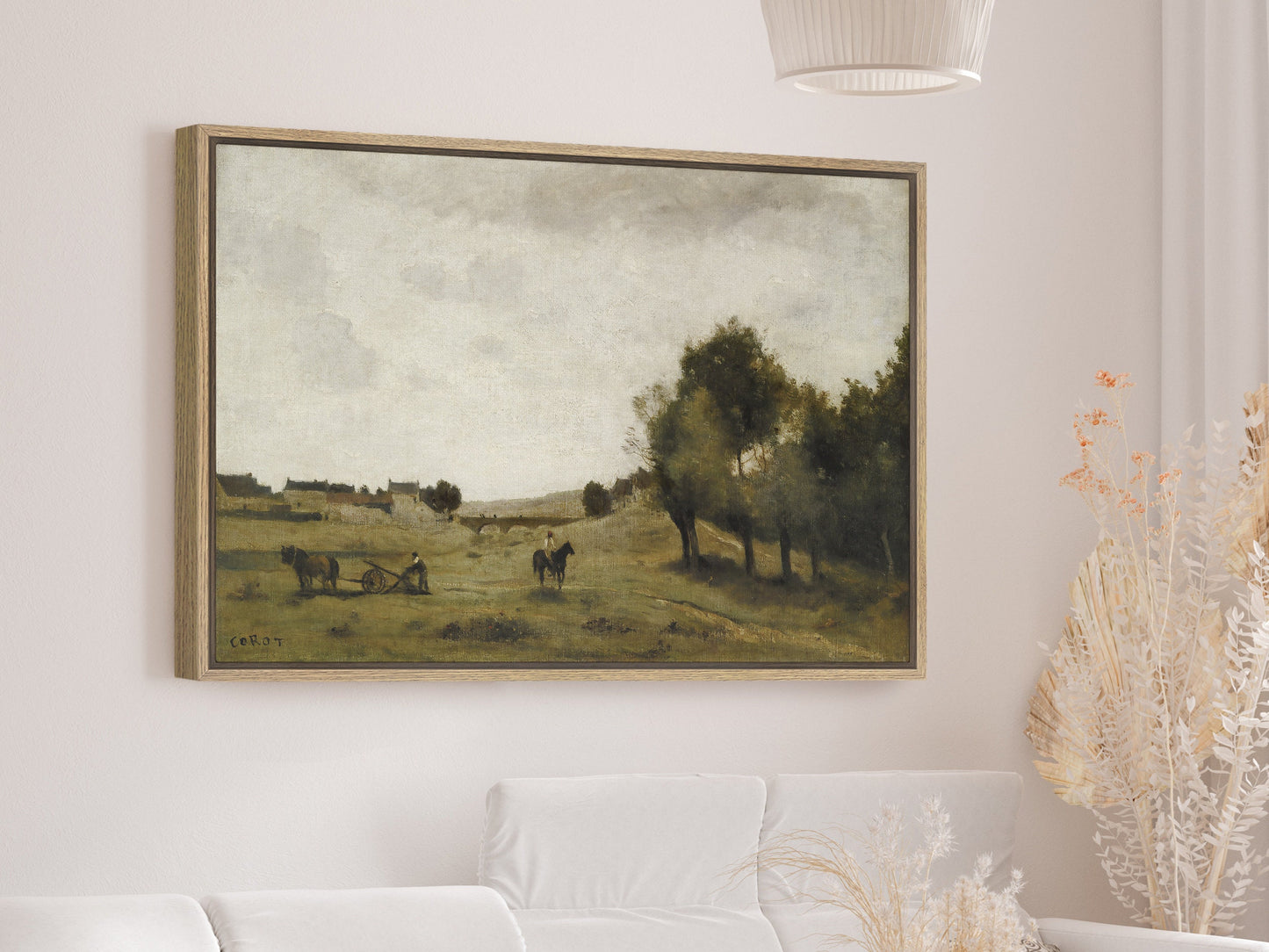 EasySuger Vintage Landscape Print on Framed Canvas Wall Art with hanging kit