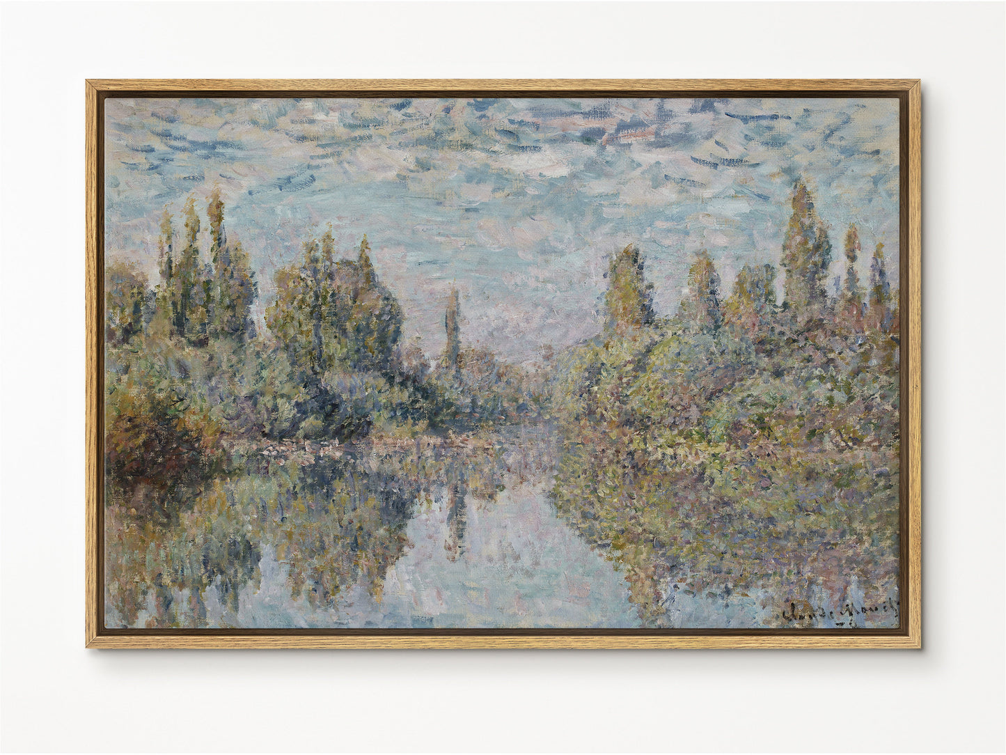 EasySuger Claude Monet Wall Art | La Seine à Vetheuil | Framed Canvas Wall Art with hanging kit