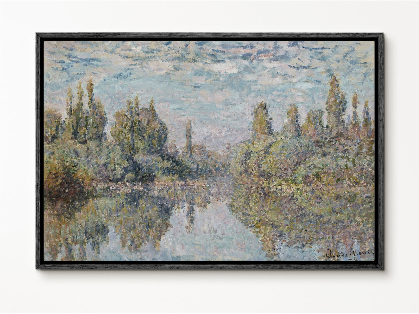 EasySuger Claude Monet Wall Art | La Seine à Vetheuil | Framed Canvas Wall Art with hanging kit