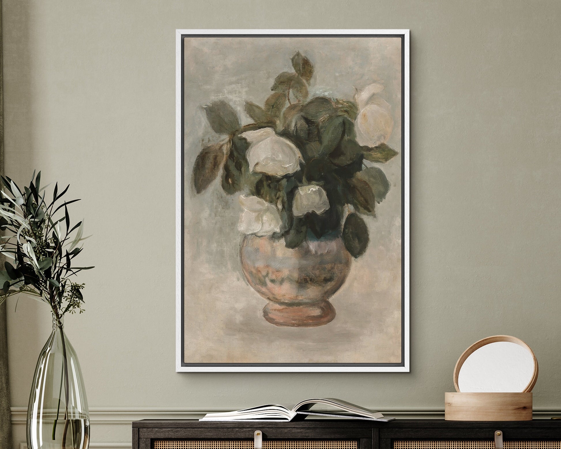 succulent wall art canvas EasySuger Succulent Wall Art, Grey Botanical Wall Art, Framed Canvas Wall Art for Living room and Bedroom, Natural Wall Art with hanging kit Natural /