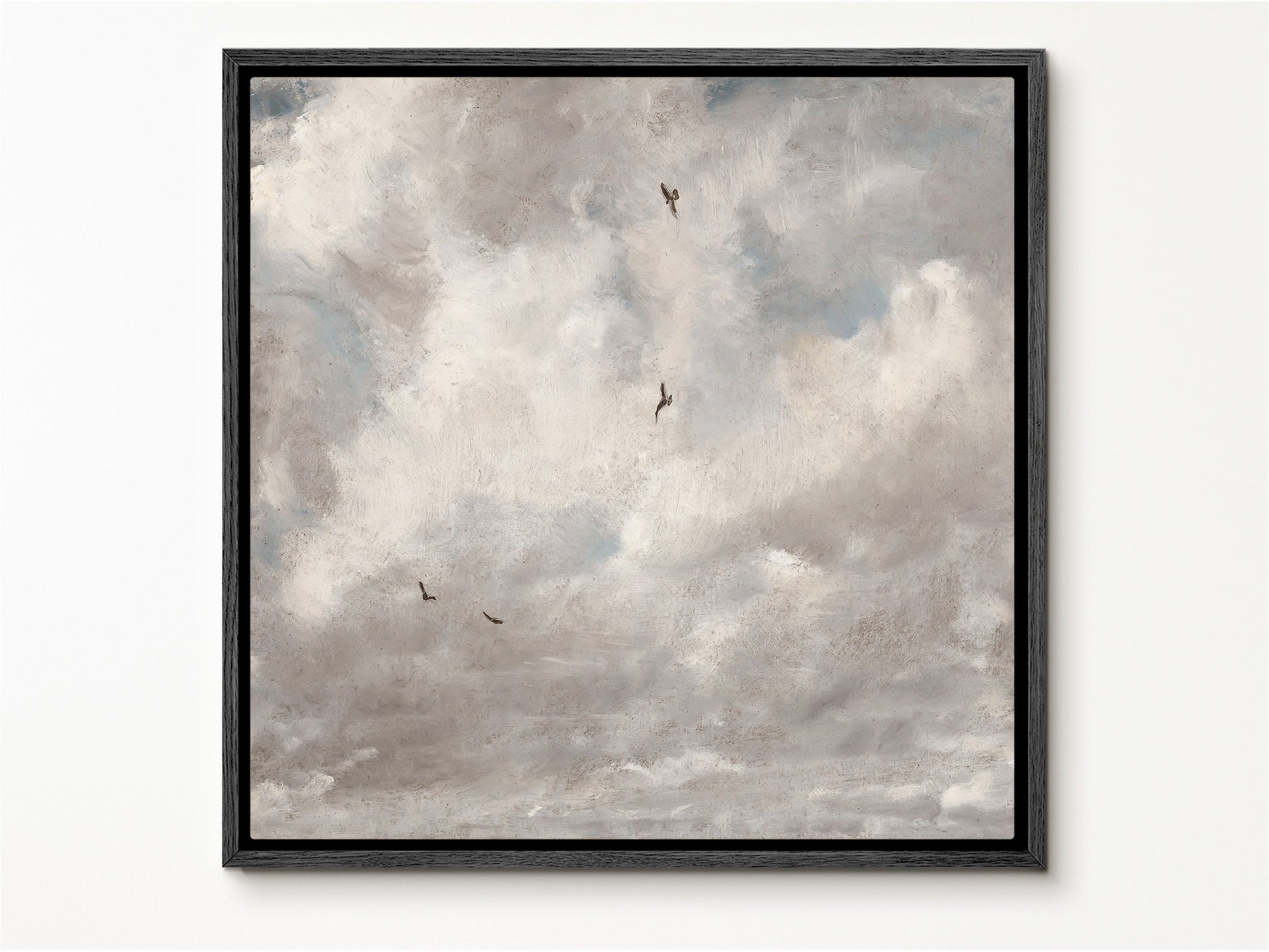 SouthandArt Vintage Landscape Wall Art Print, Cloudy Sky and Field Framed Large Gallery Art, Minimalist Art Ready to Hang (with hanging kit)