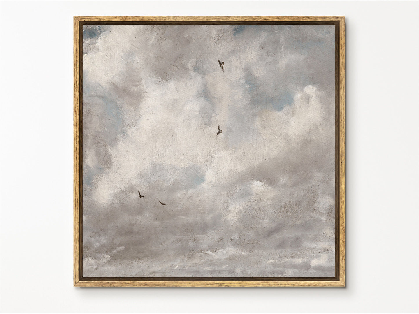 SouthandArt Vintage Landscape Wall Art Print, Cloudy Sky and Field Framed Large Gallery Art, Minimalist Art Ready to Hang (with hanging kit)