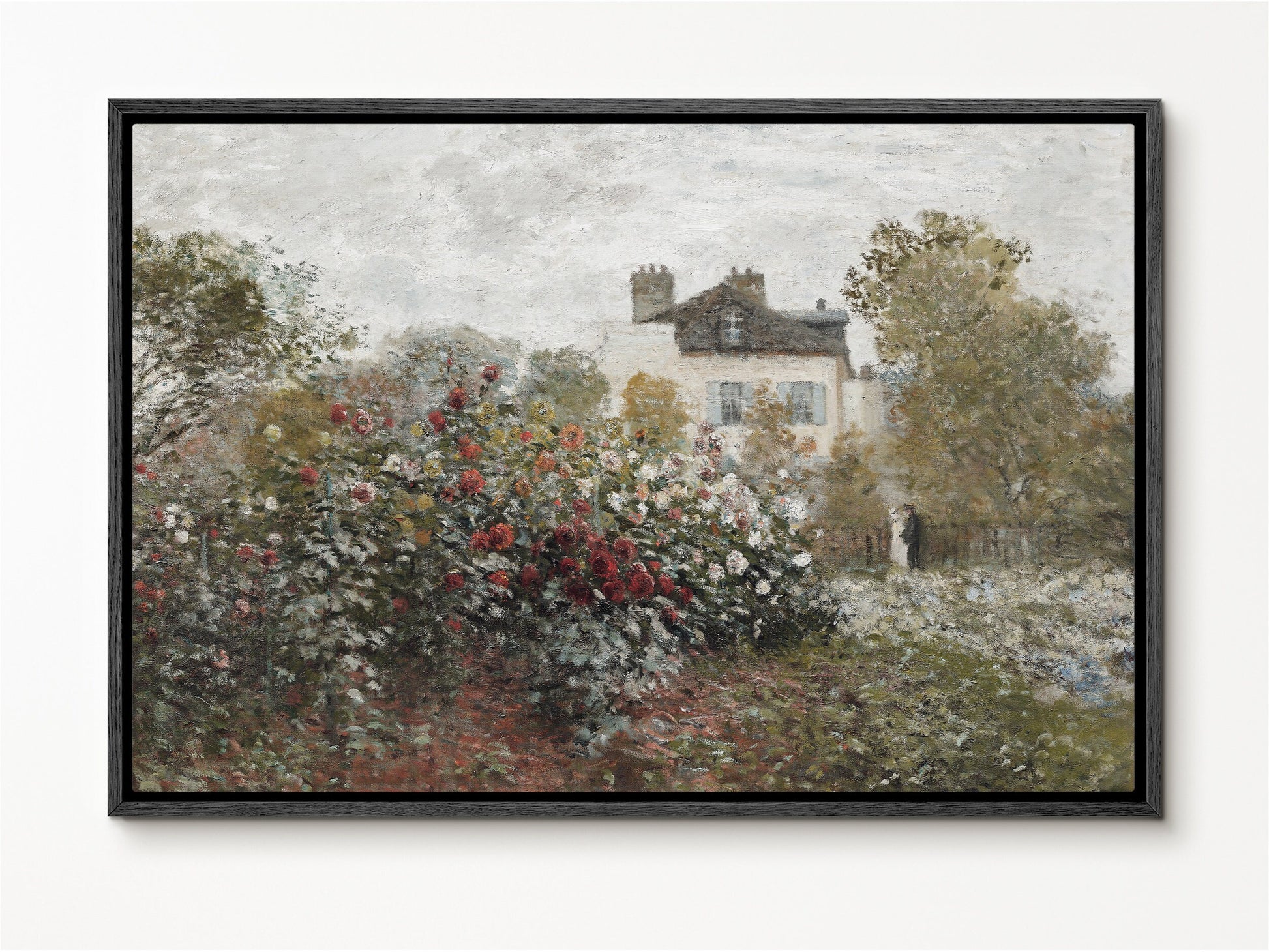 EasySuger Rose Garden Cottage Wall Art Print on Framed Canvas with hanging kit