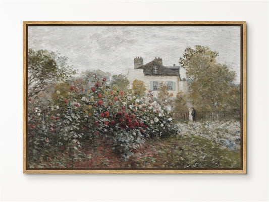 EasySuger Rose Garden Cottage Wall Art Print on Framed Canvas with hanging kit