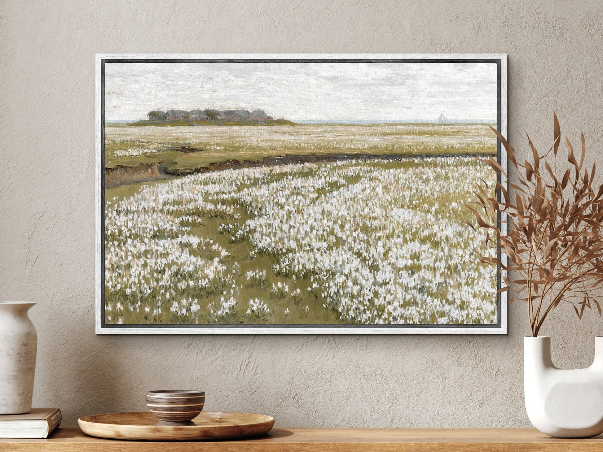 EasySuger Spring Meadow Wall Art Print on Framed Canvas with hanging kit