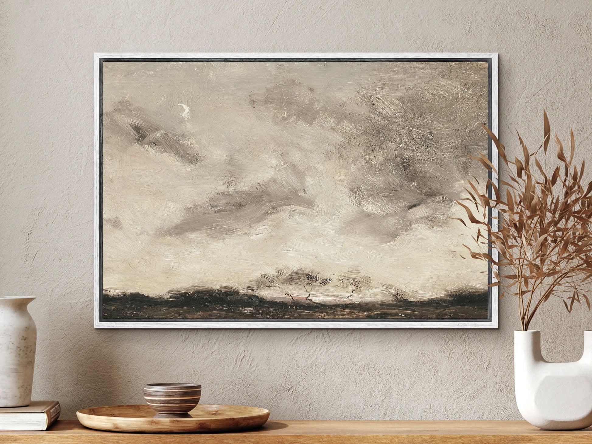 EasySuger Vintage Landscape Wall Art Print, Nature Framed Large Gallery Art, Minimalist Art Ready to Hang (with hanging kit)