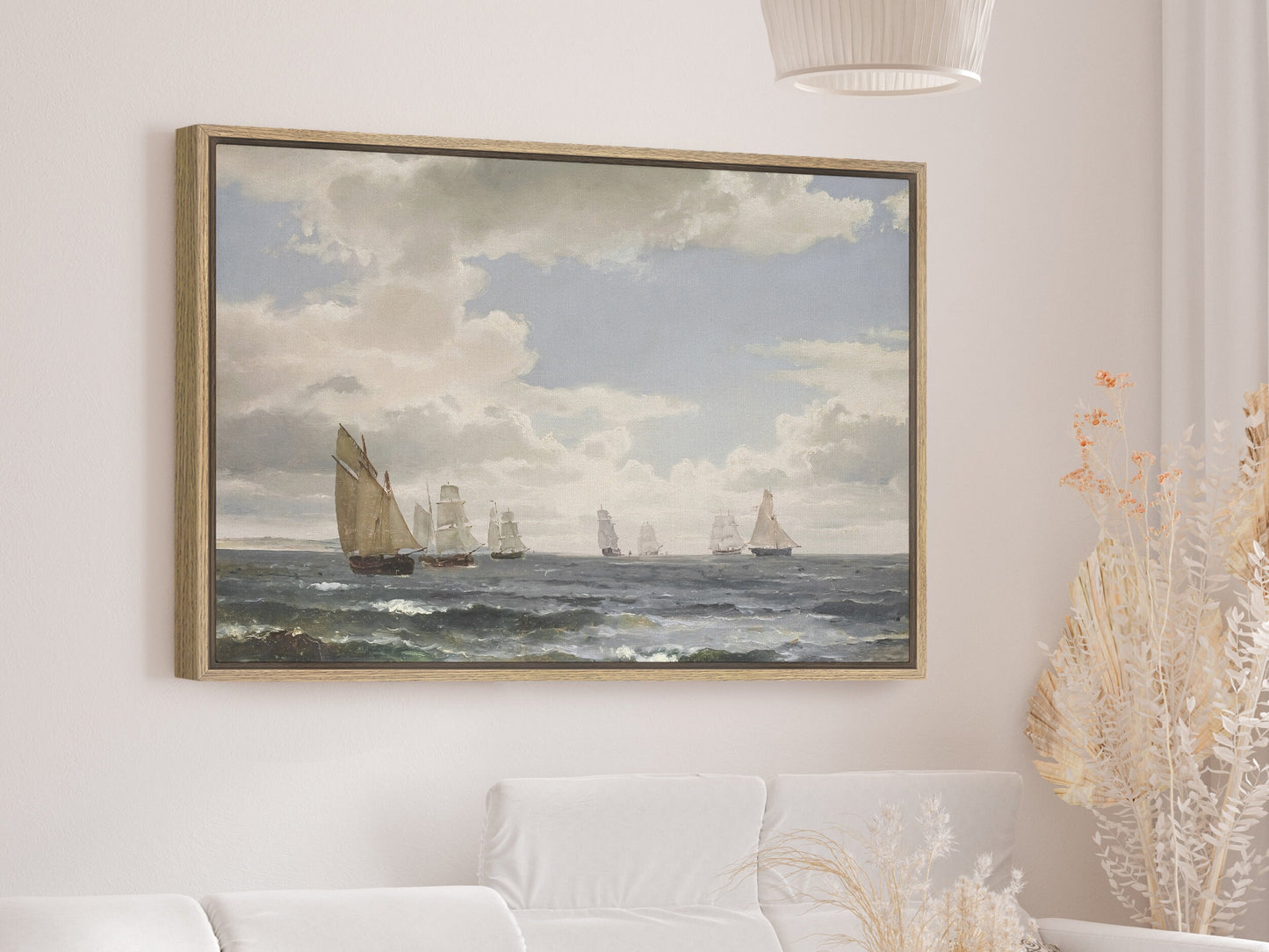 EasySuger Antique Seascape Wall Art, Vintage Ship Painting Gallery Art, Minimalist Art with hanging kit CF-45