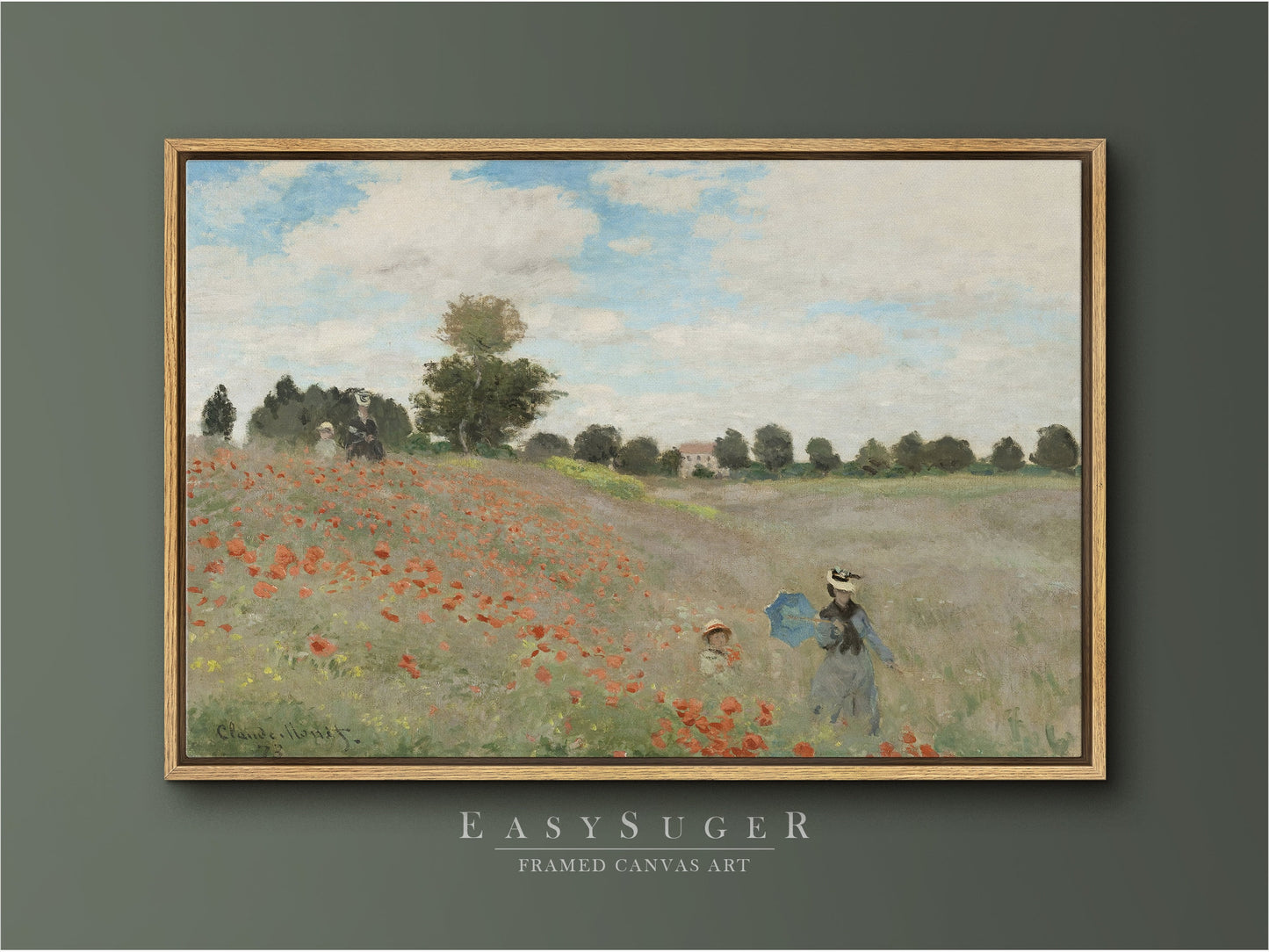 EasySuger Claude Monet Framed Canvas Print | Poppy Field MN-05