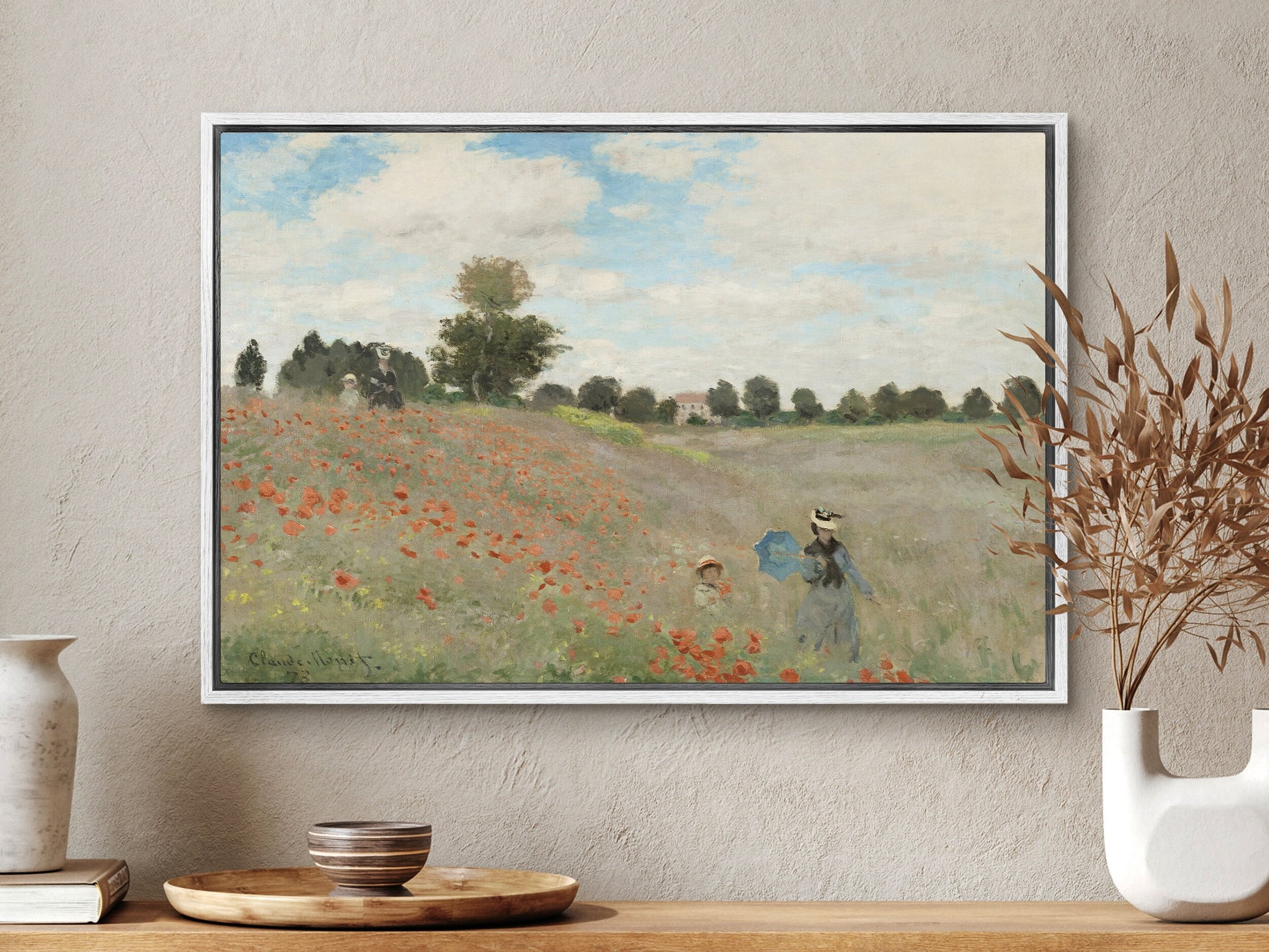 EasySuger Claude Monet Framed Canvas Print | Poppy Field MN-05