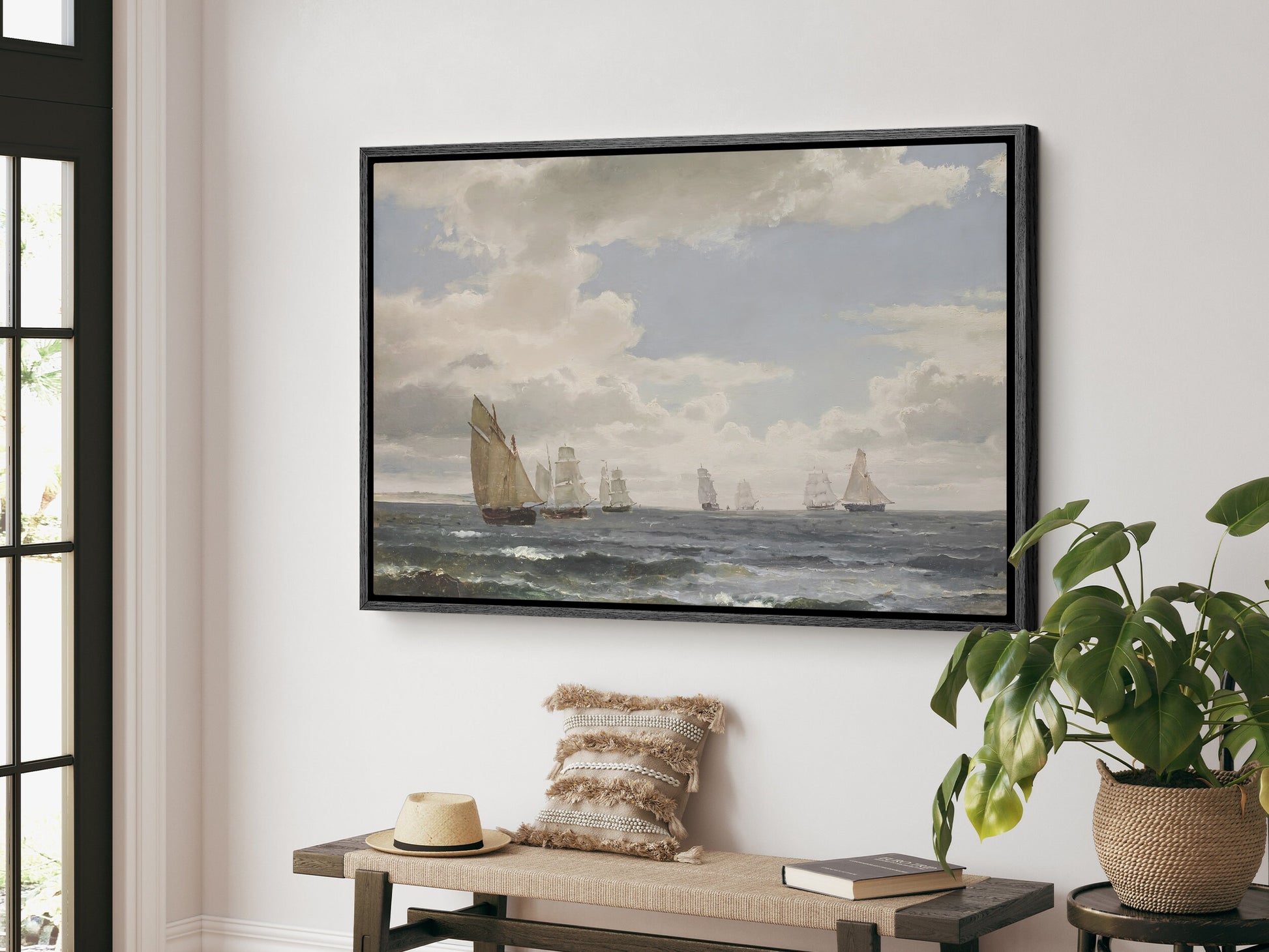 EasySuger Antique Seascape Wall Art, Vintage Ship Painting Gallery Art, Minimalist Art with hanging kit CF-45