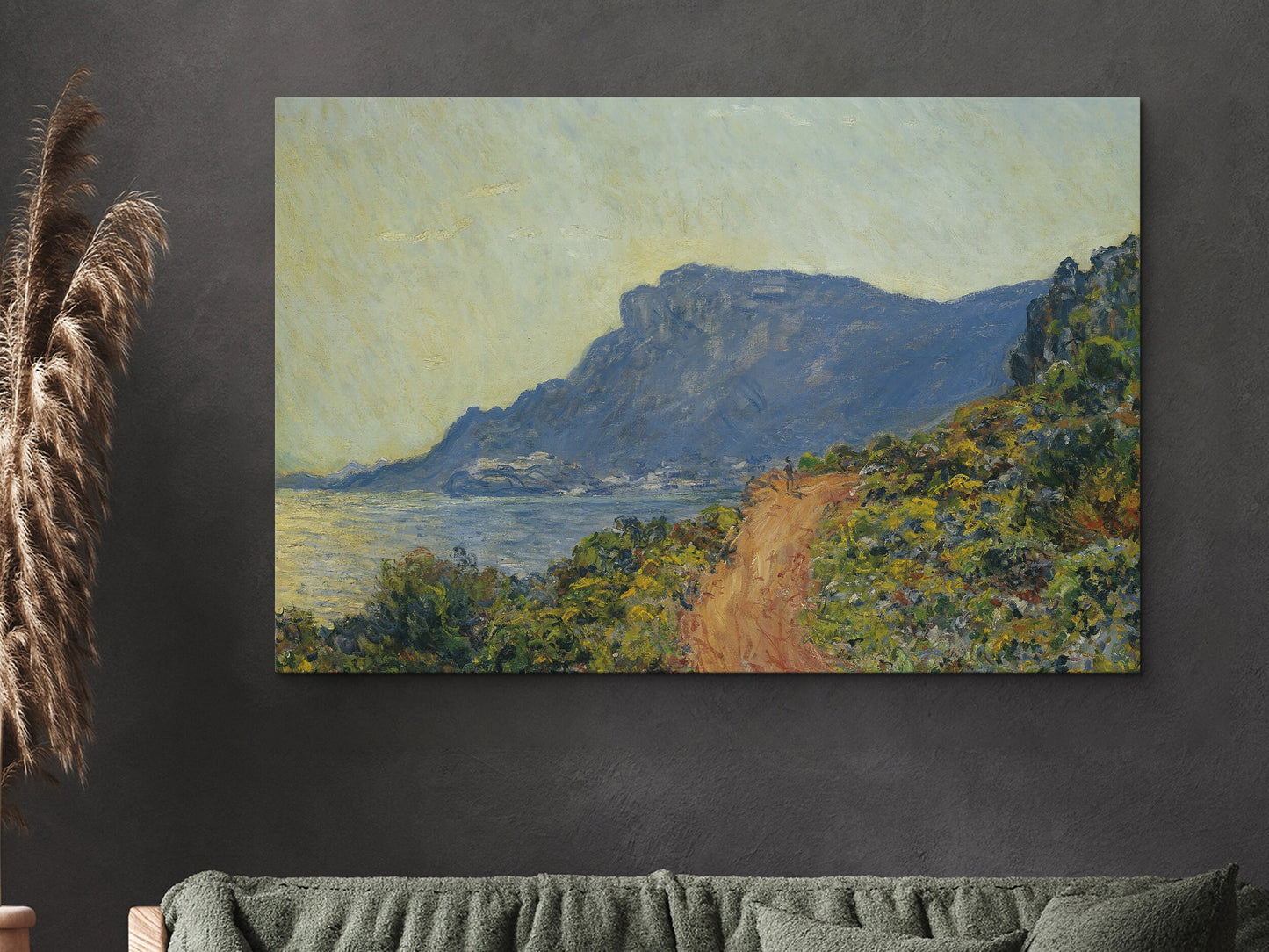 EasySuger Claude Monet Wall Art | La Corniche near Monaco 1884 | Framed Canvas Wall Art with hanging kit